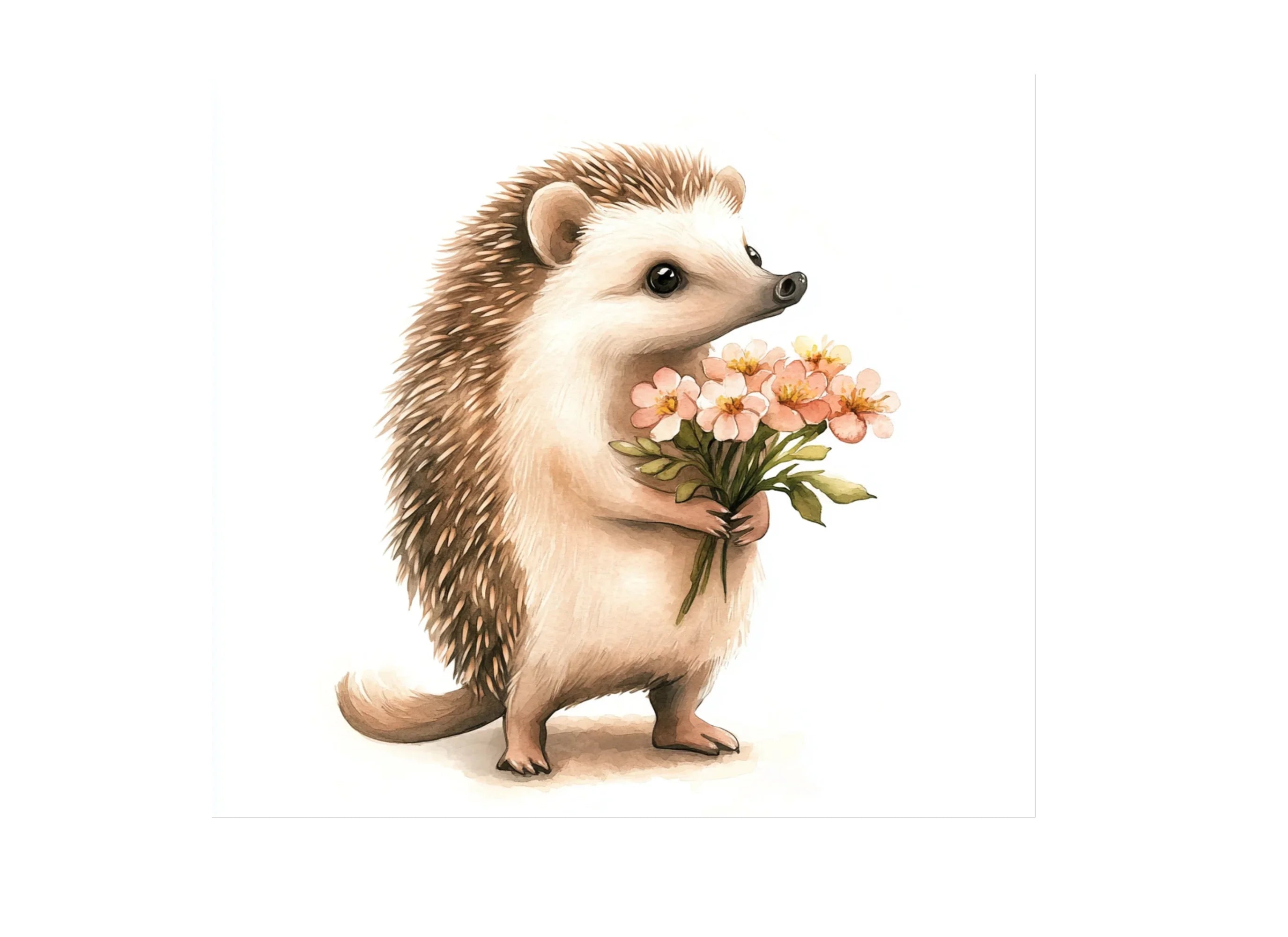 Cute Hedgehog with Flowers Clipart Bundle