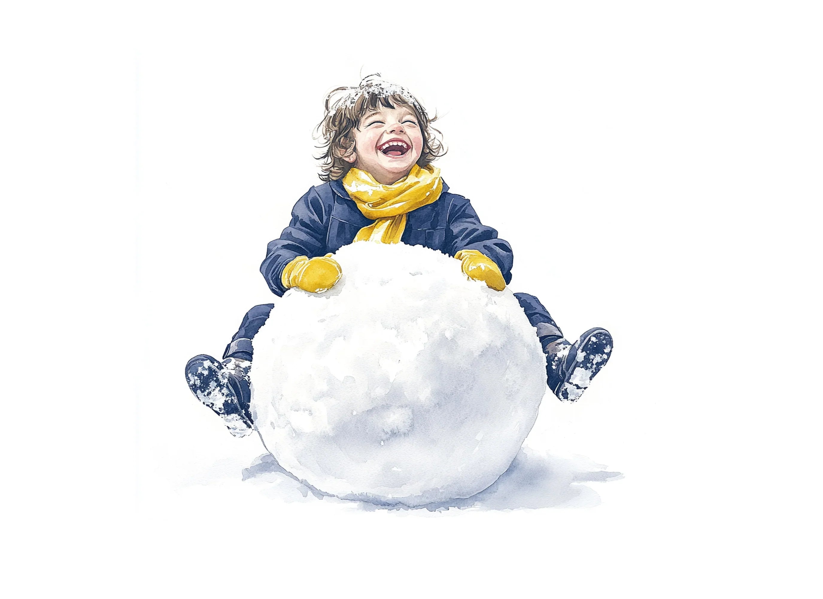 Joyful Kids Making Snowman Clipart Bundle