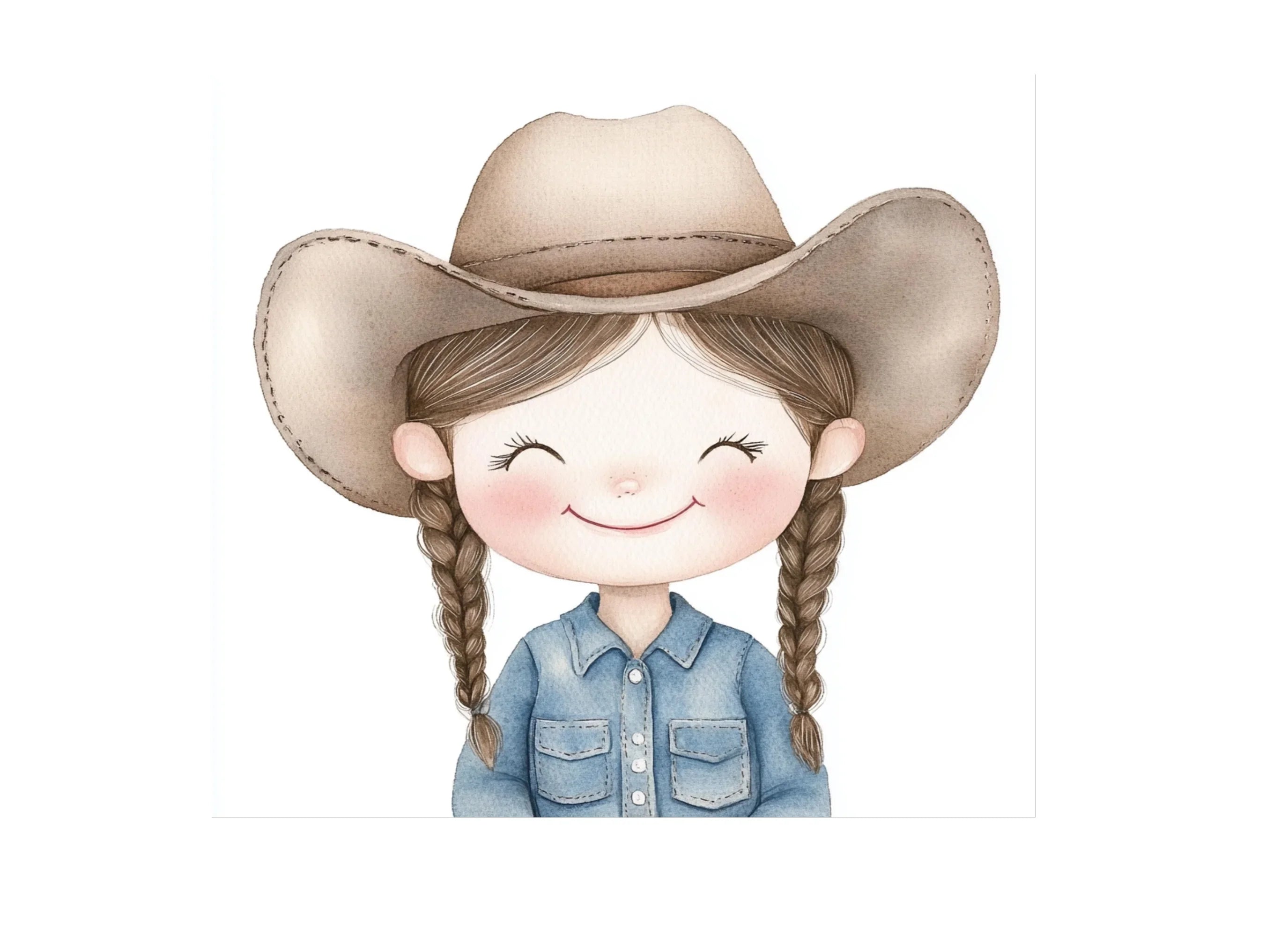 Cute Cowgirl Kids Clipart Bundle