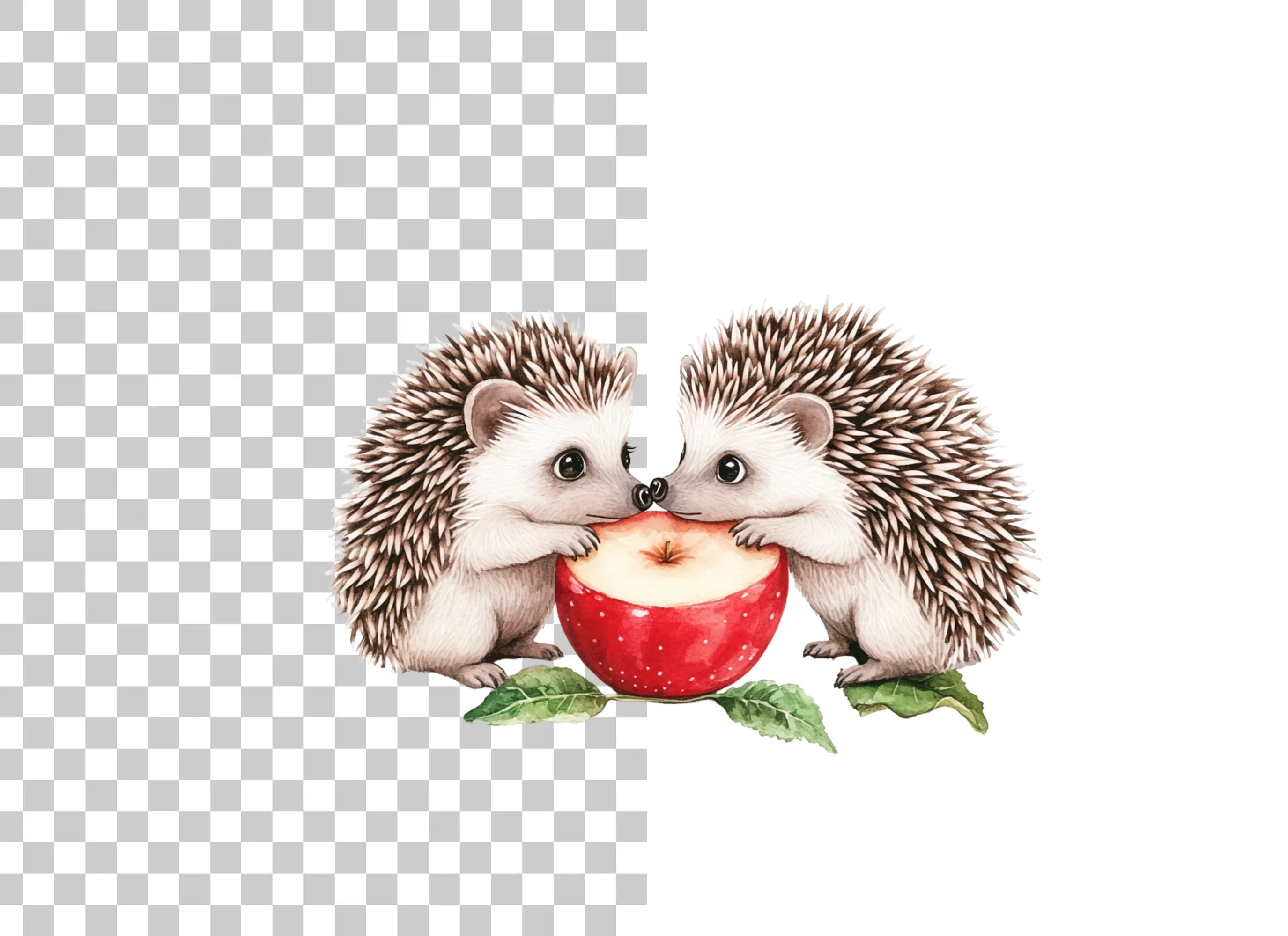 Cute Hedgehogs with Apples Clipart Bundle