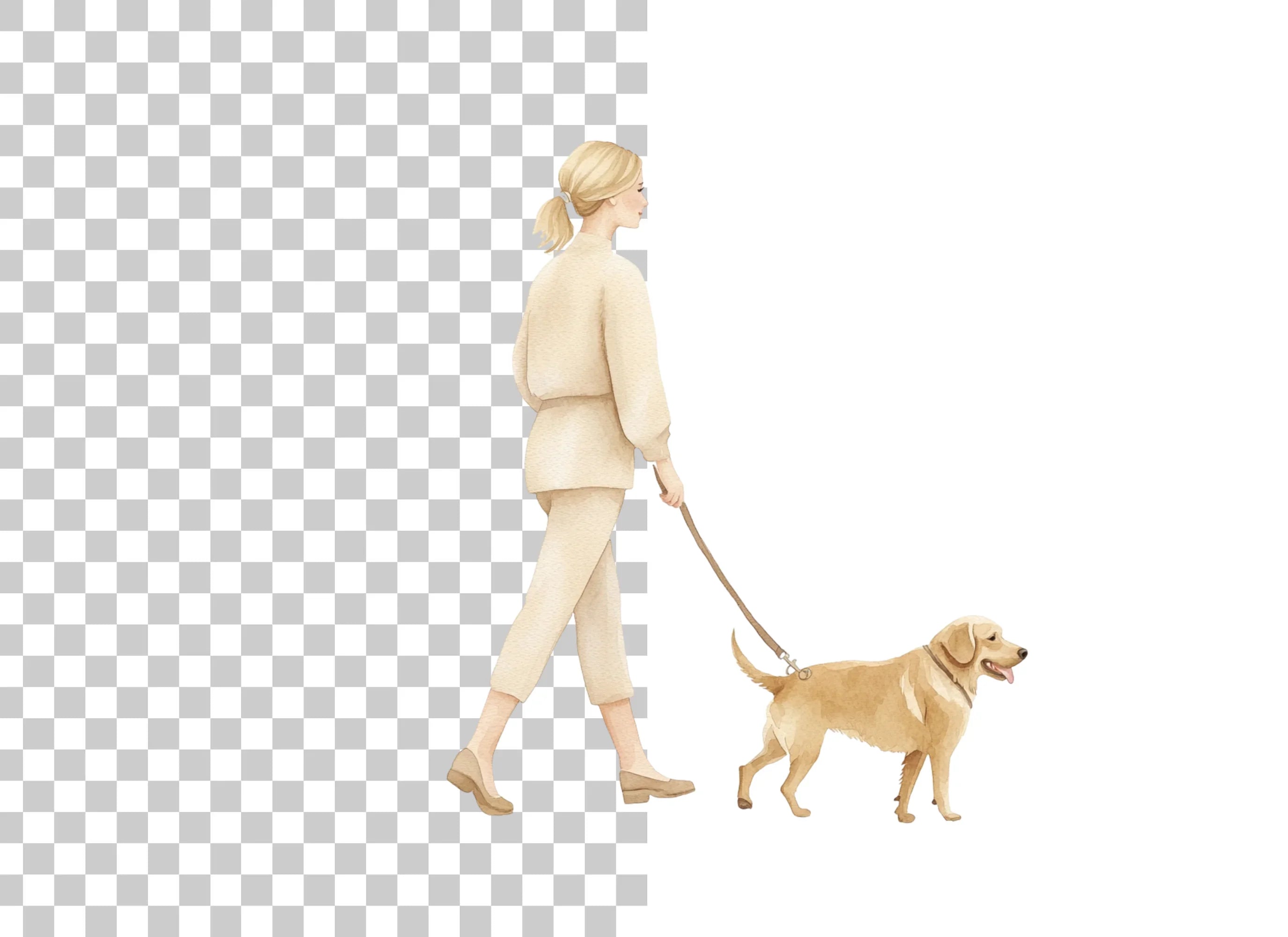 Girls Walking Dogs Clipart Bundle