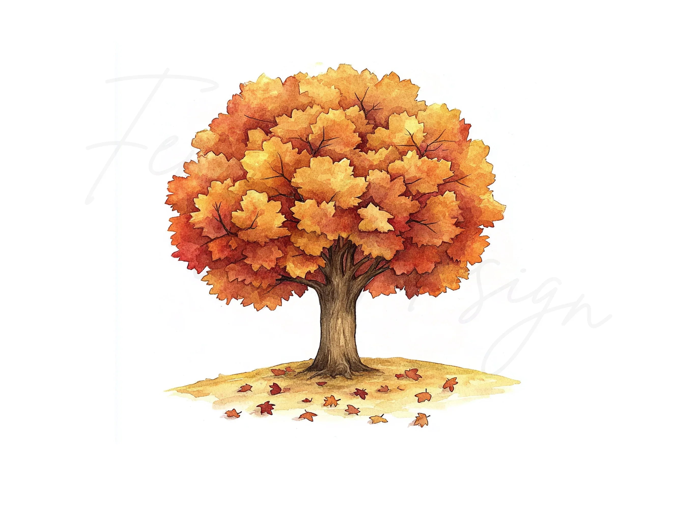 Fall Season Tree Illustrations Clipart Bundle