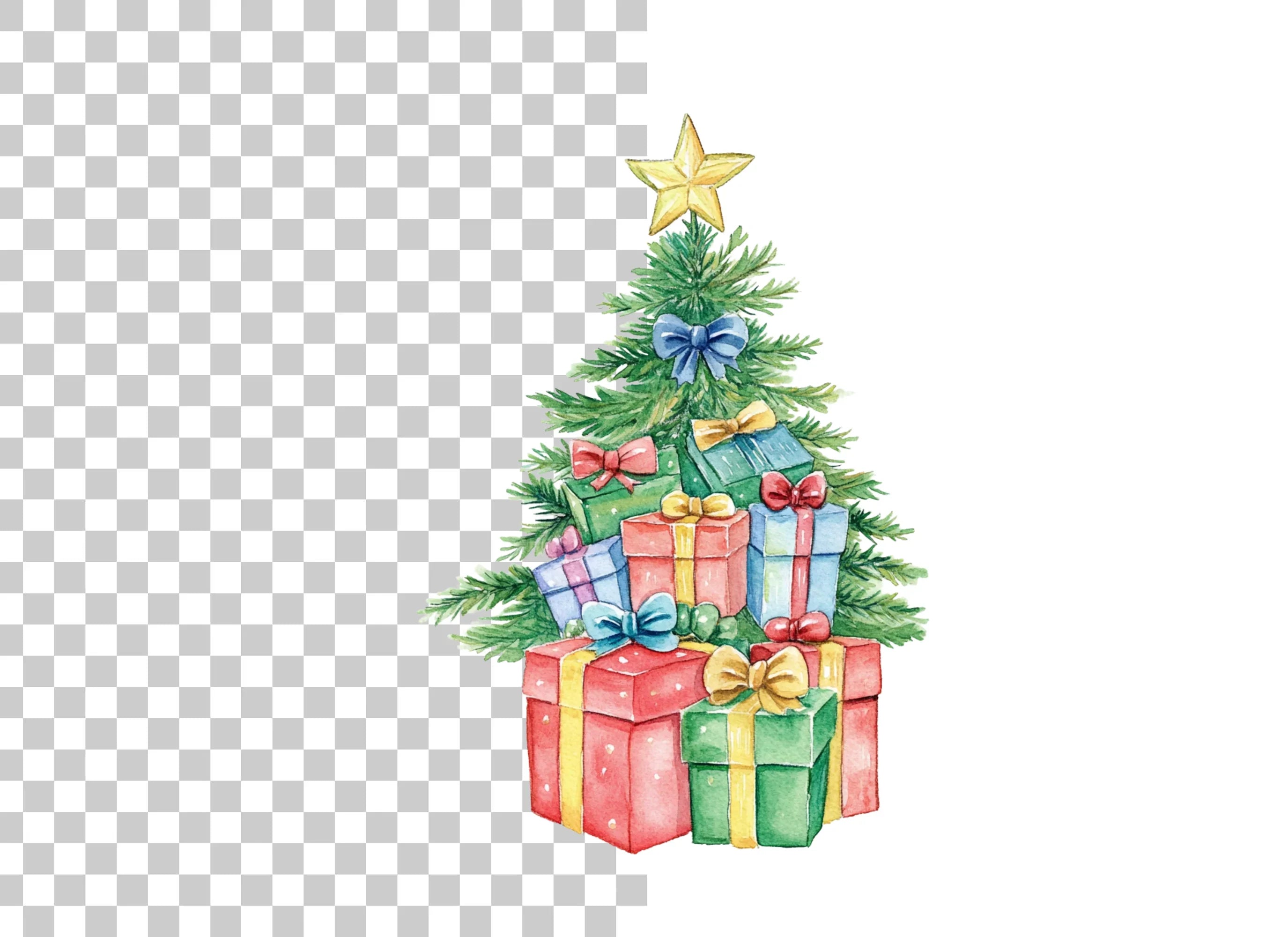 Christmas Tree with Gifts Clipart Bundle