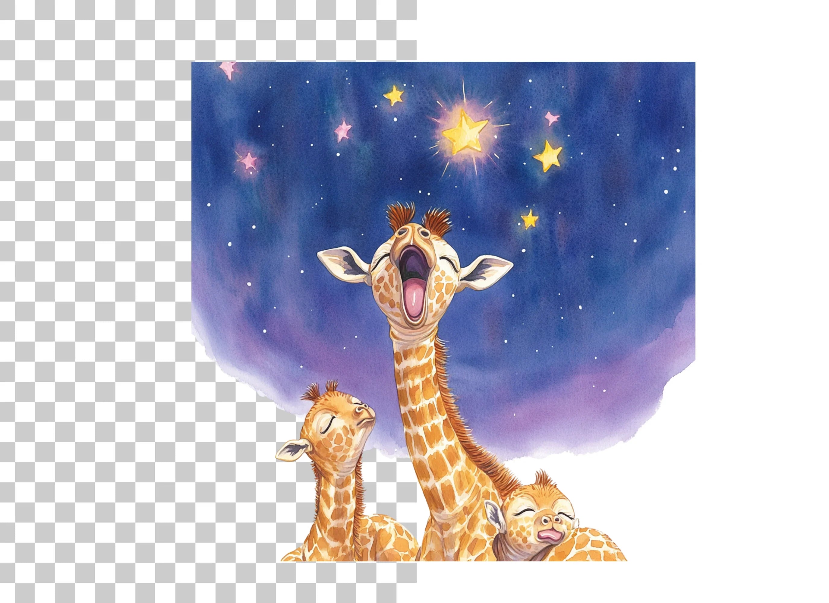 Baby Giraffes Stargazing Clipart Bundle
