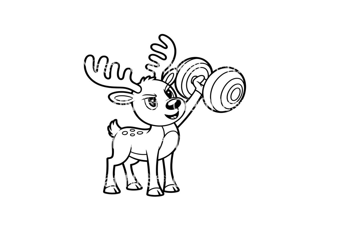 Reindeer Weightlifting Coloring Books