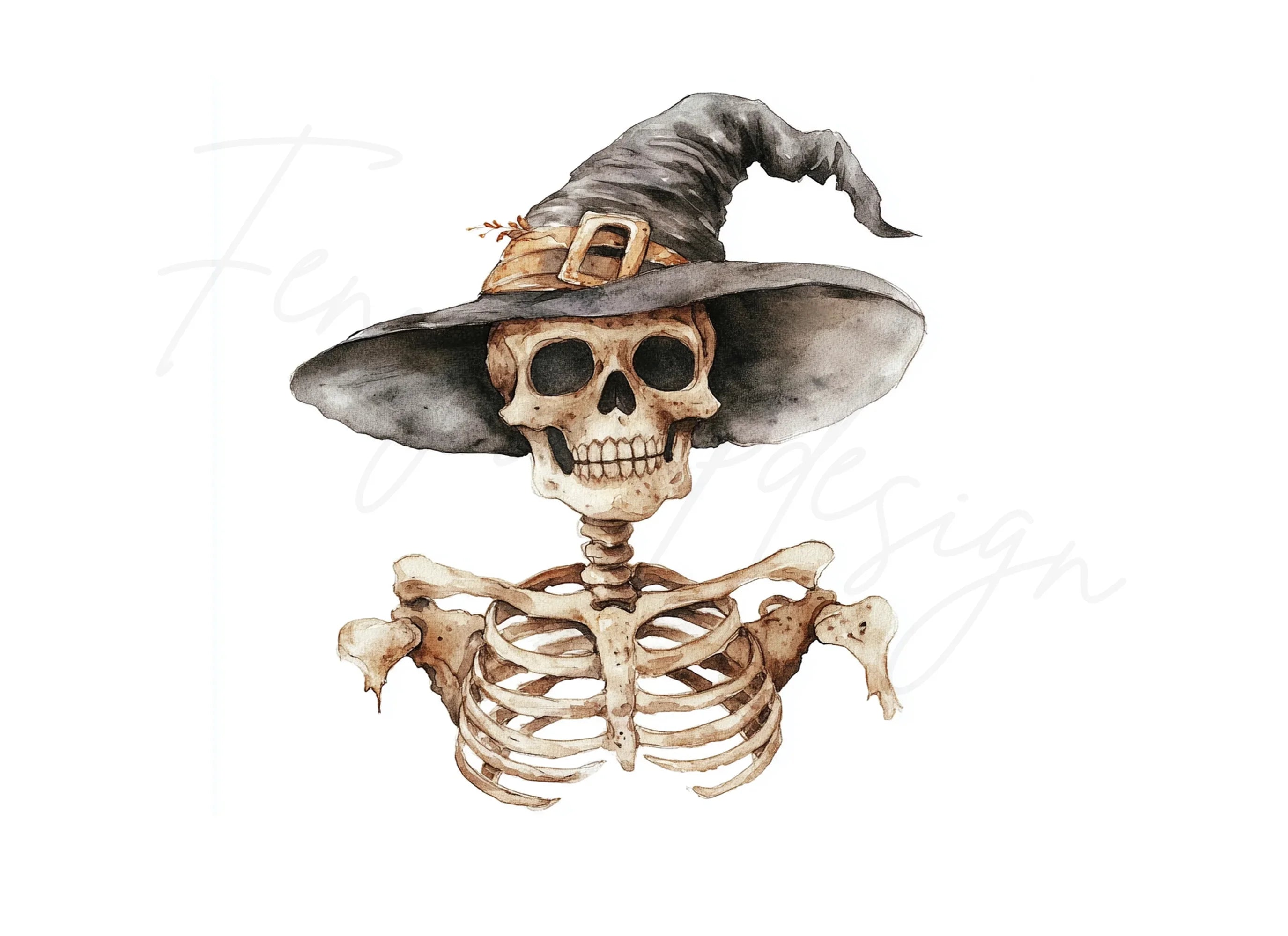 Spooky Skeleton Witch Hat Clipart Bundle