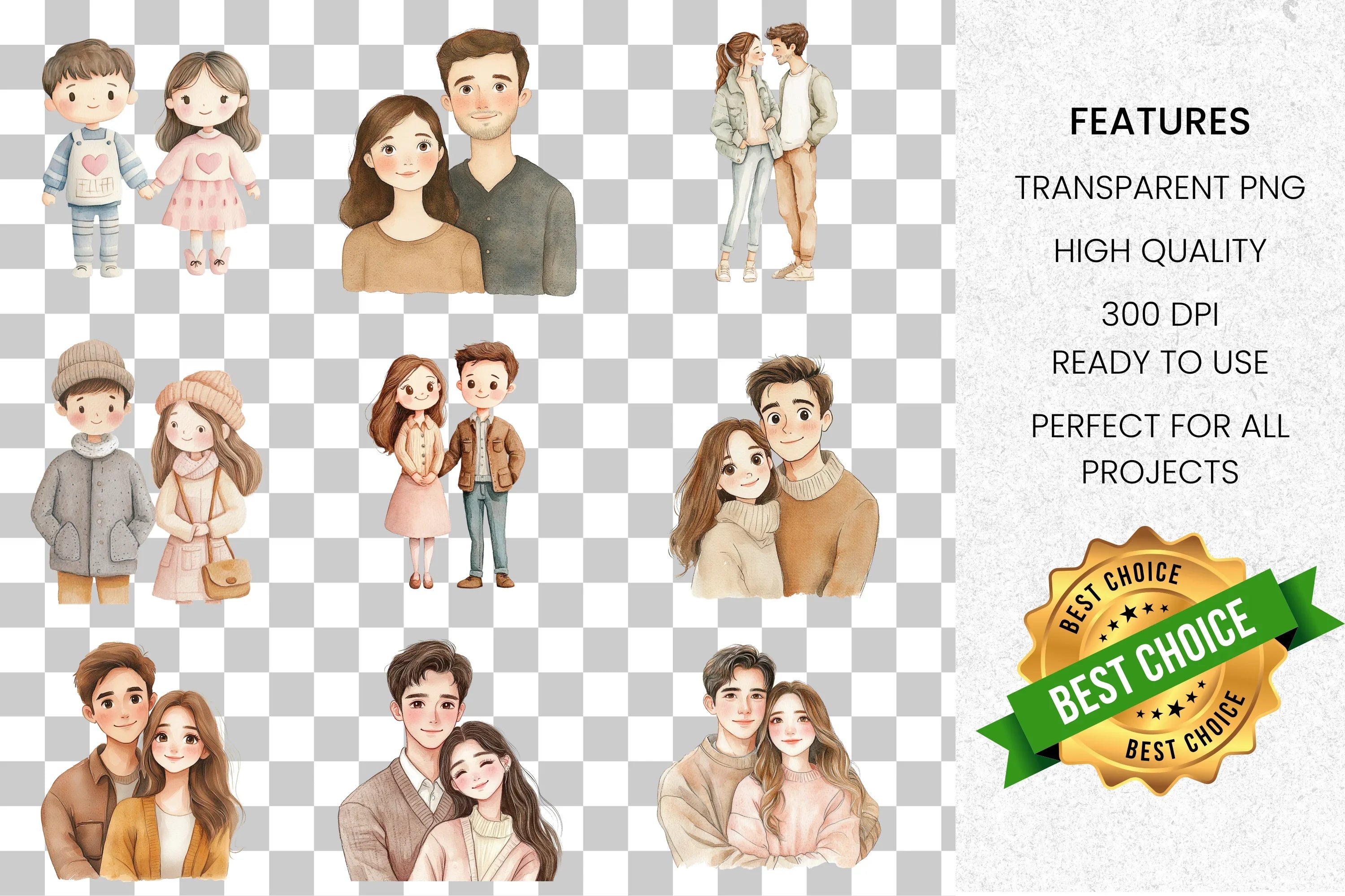 Cute Couple Clipart Bundle