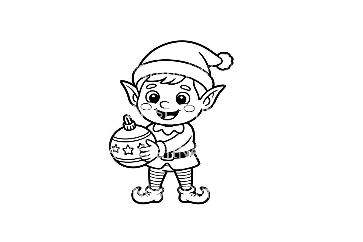 Christmas Elf with Ornaments Coloring Books