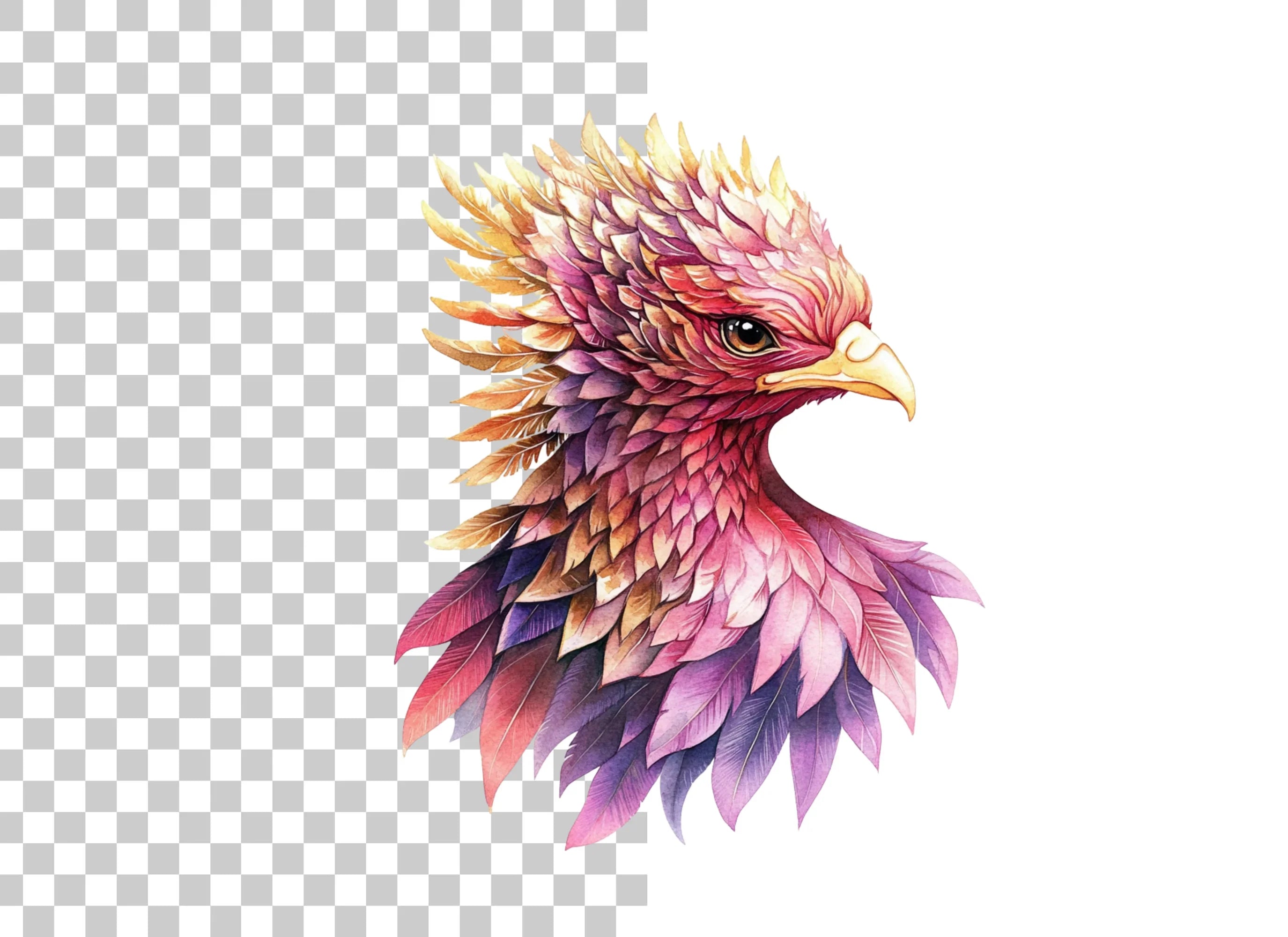 Regal Phoenix Head Clipart Bundle
