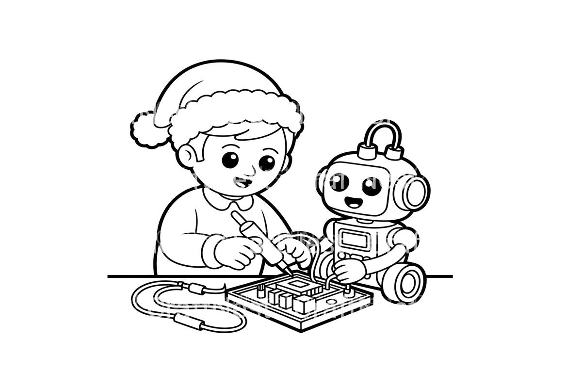 Kids Building Robots Christmas Coloring Books