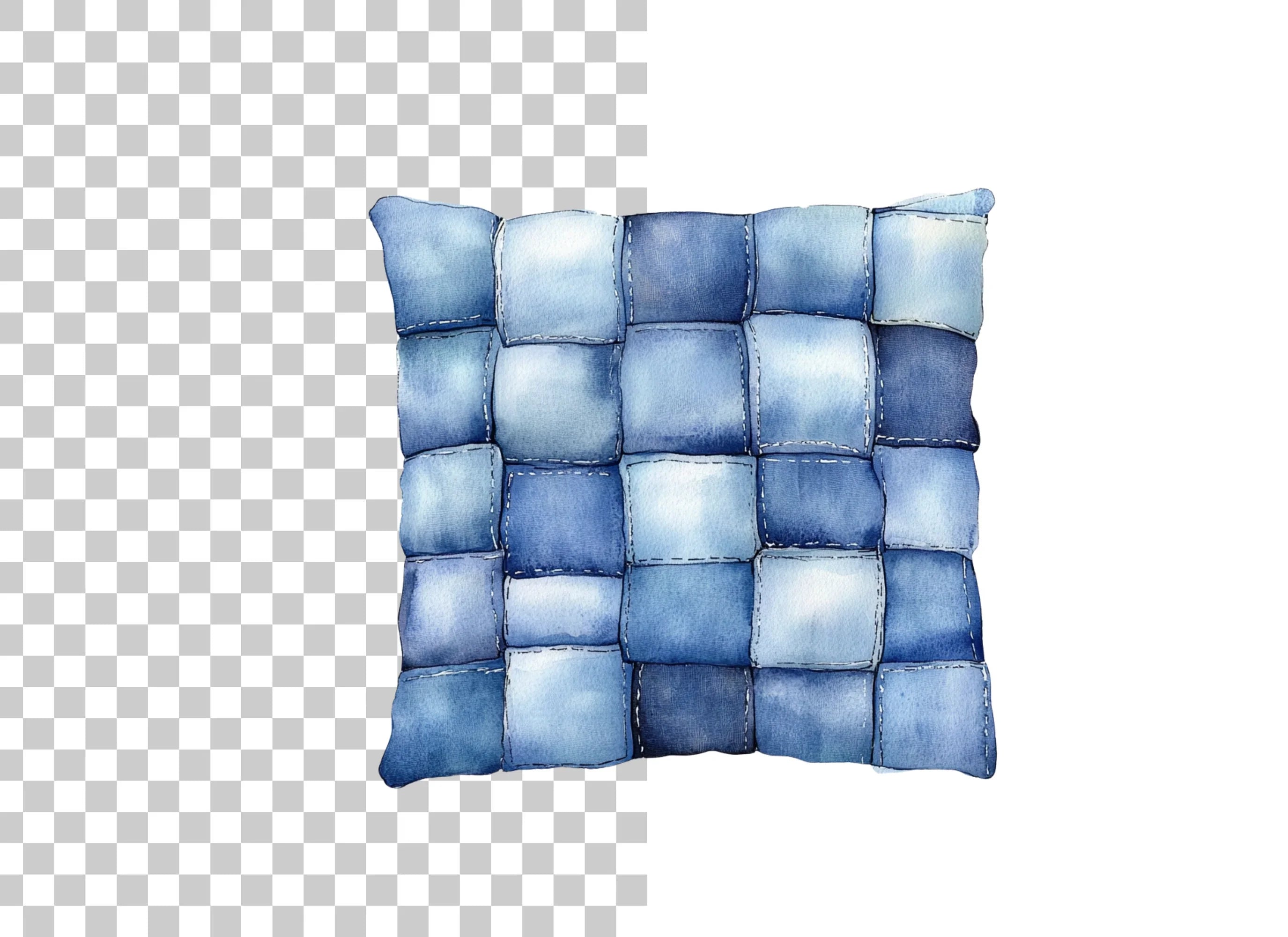 Denim Patchwork Pillow Clipart Bundle