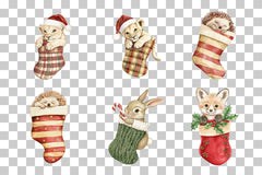 Cute Christmas Animals in Stockings Clipart Bundle - CraftNest - Digital Crafting and Art