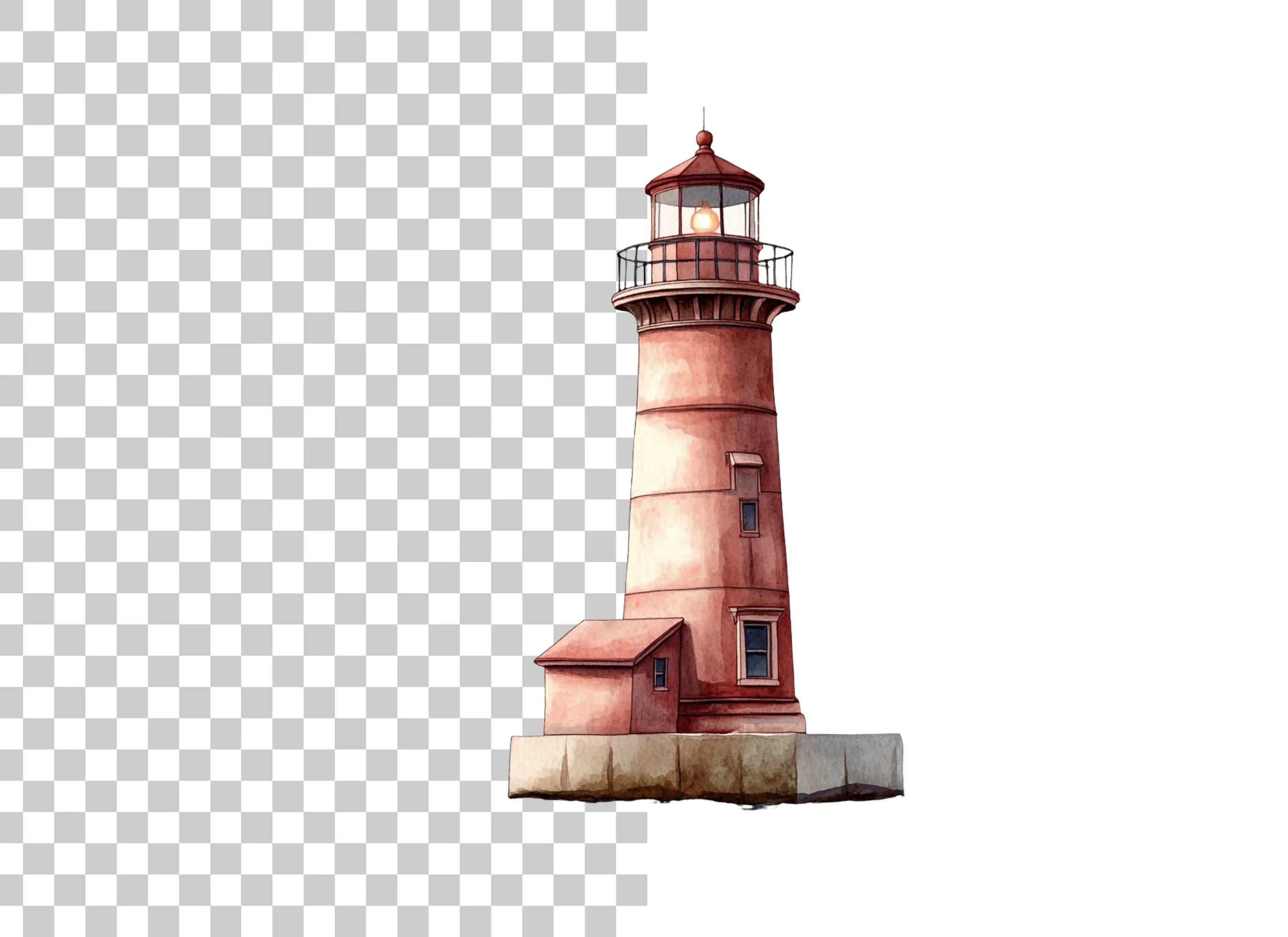 Single Red Lighthouse Clipart Bundle