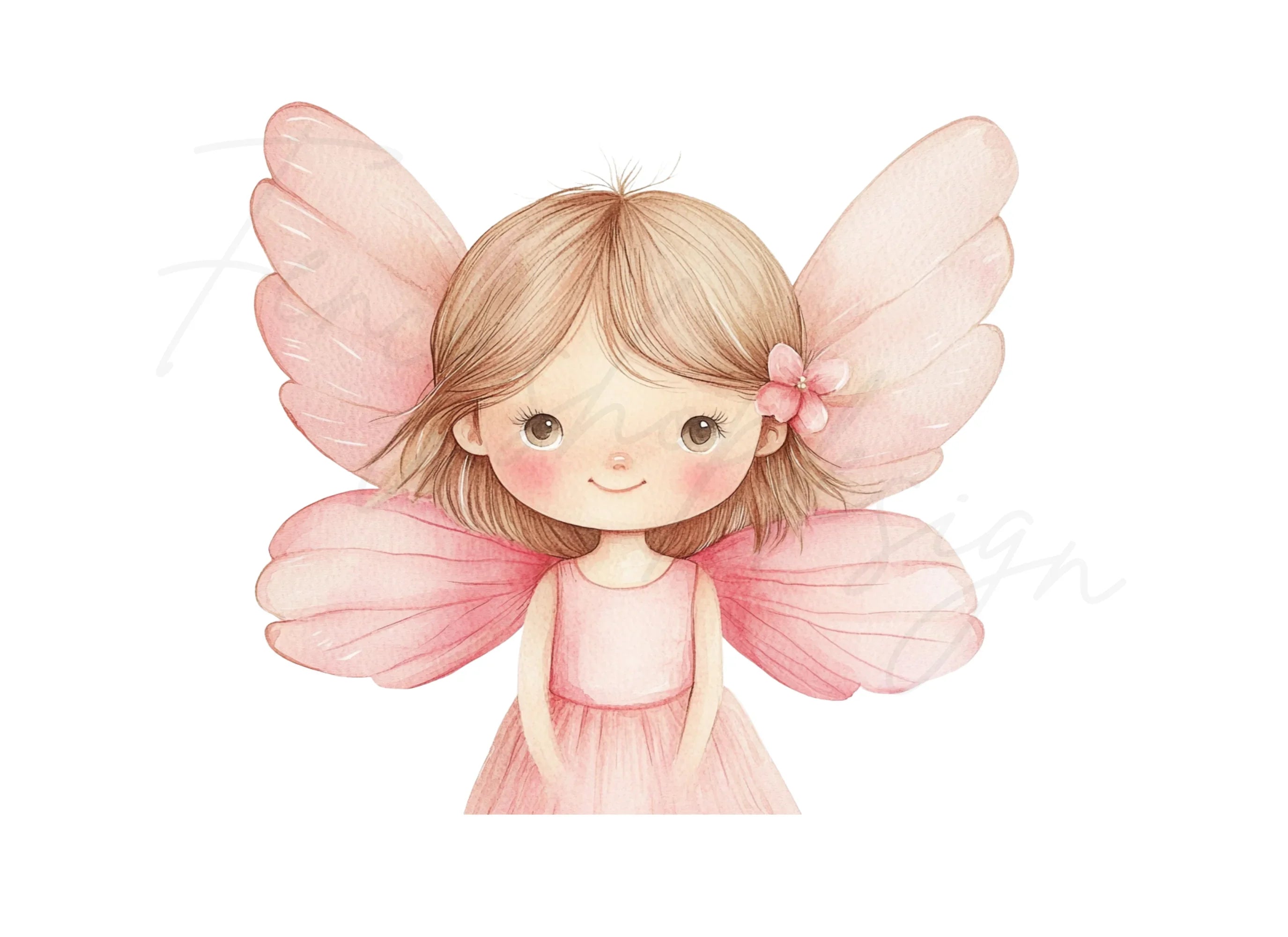 Cute Pink Fairy Clipart Bundle
