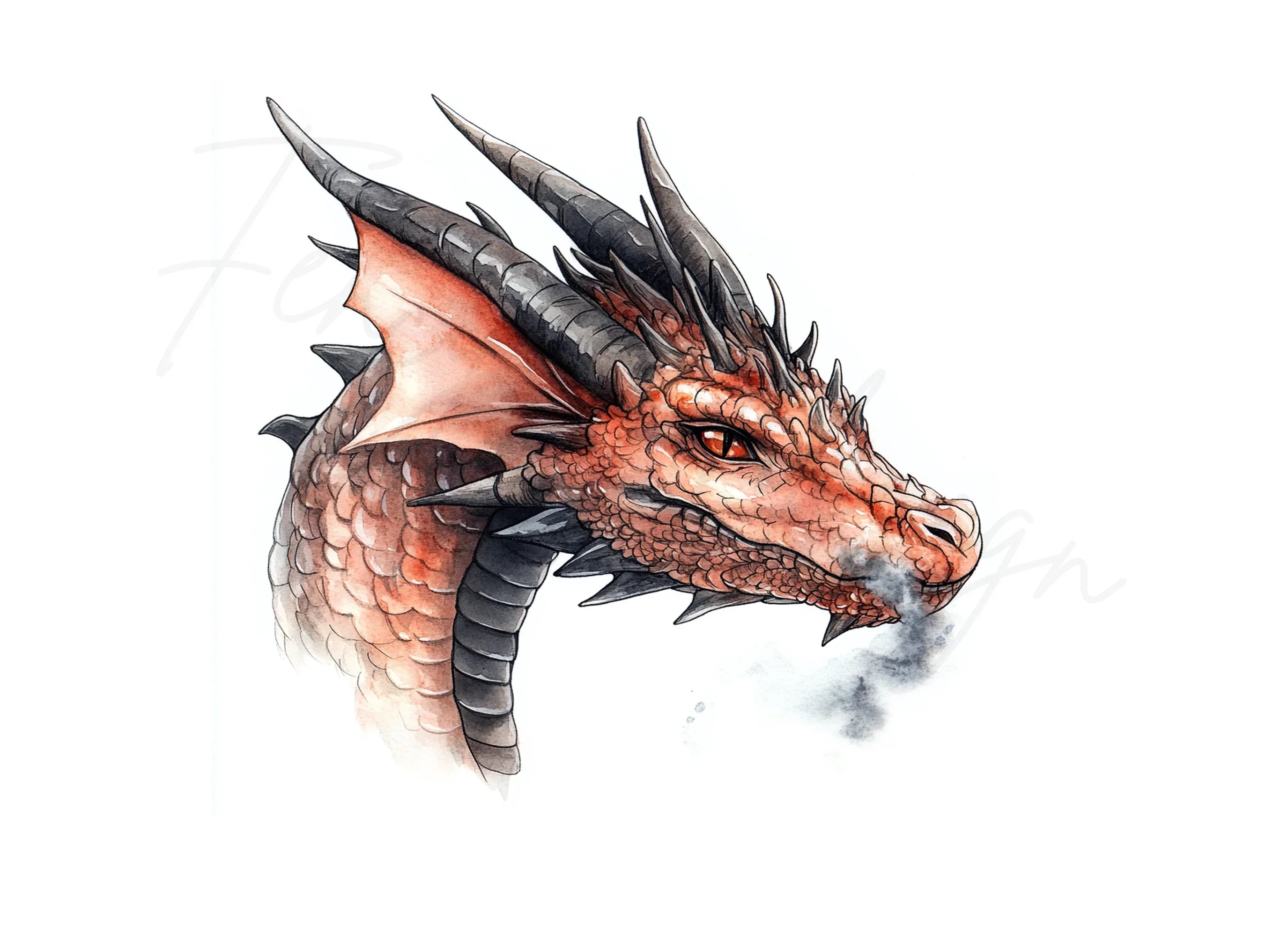 Fierce Dragon Head Clipart Bundle