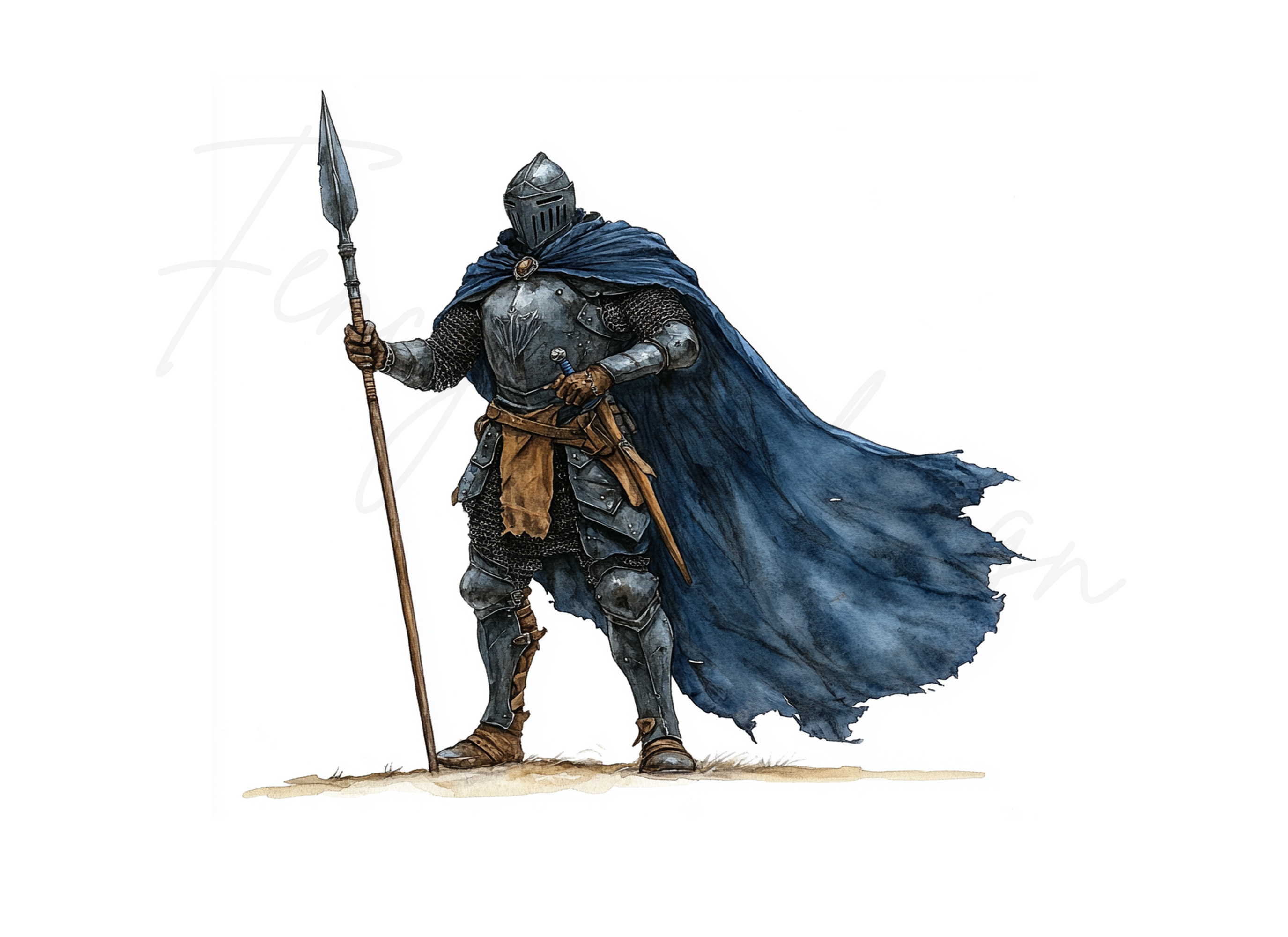 Standing Knight with Spear Clipart Bundle