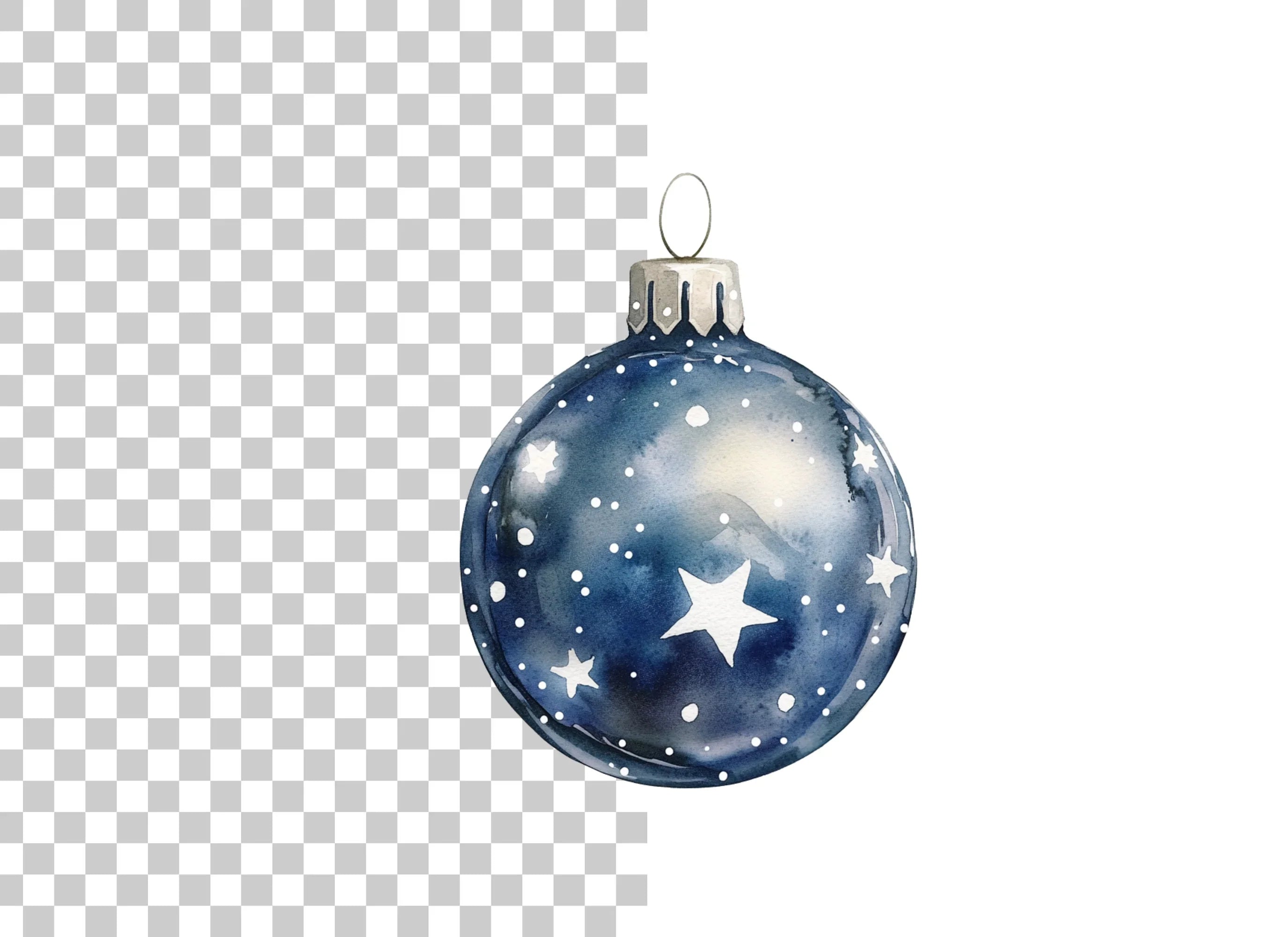 Blue Star Christmas Ornaments Clipart Bundle