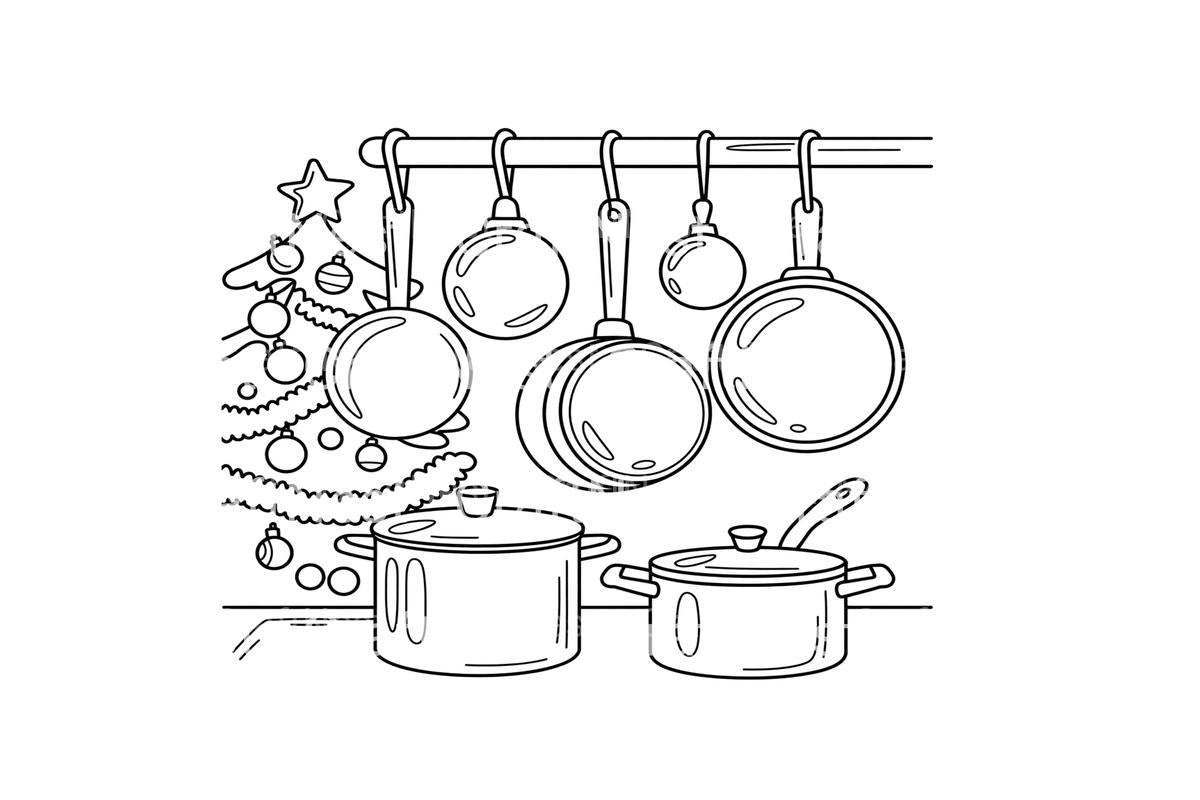 Christmas Kitchen Pots Coloring Books