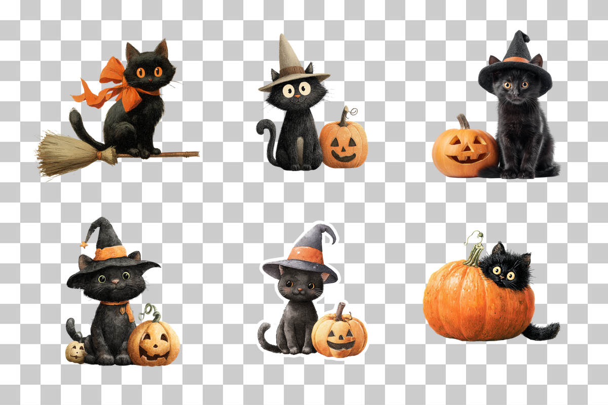 Black-Cat-Halloween-Clipart-Bundle