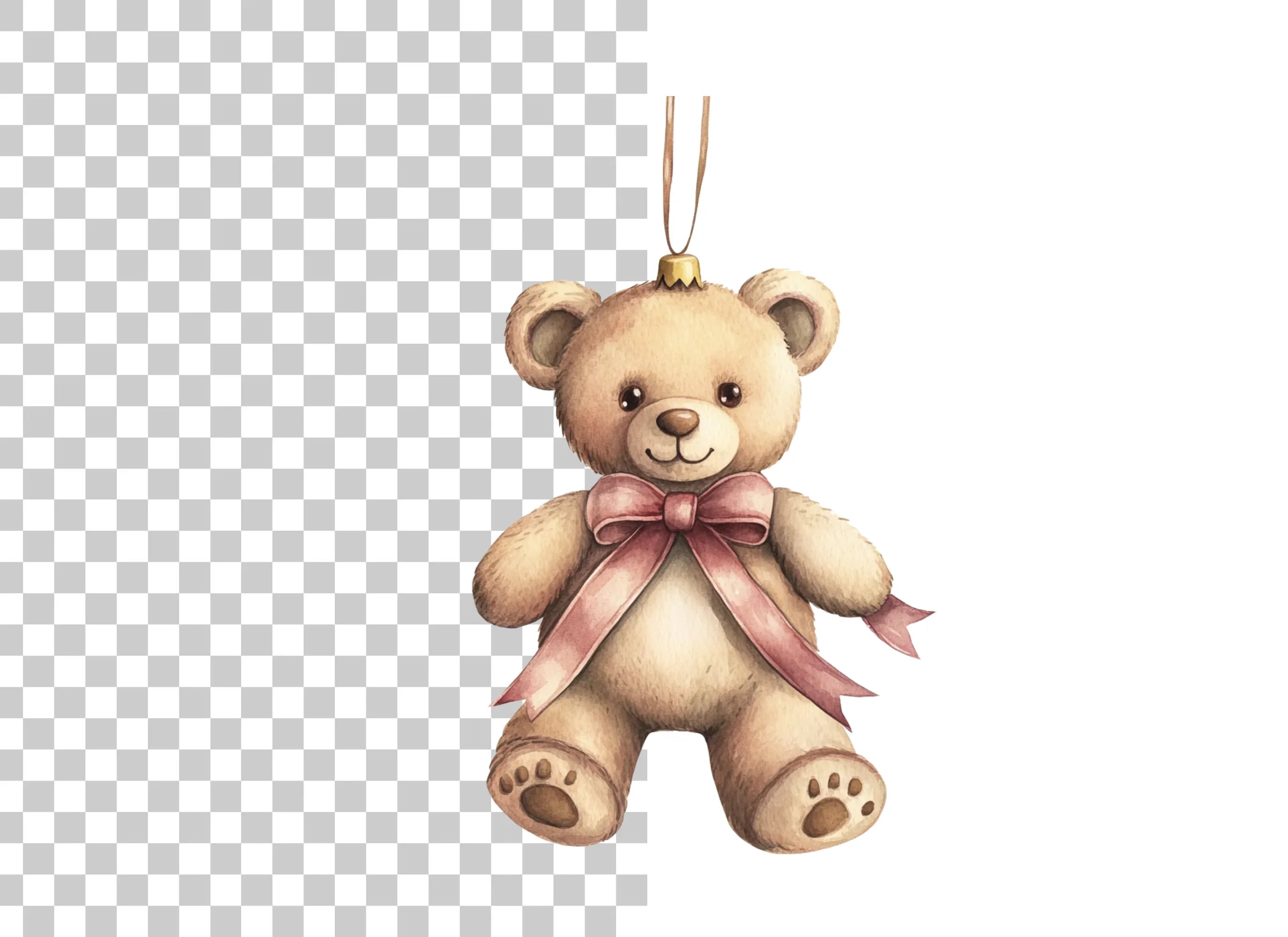 Festive Teddy Bear Ornament Clipart Bundle