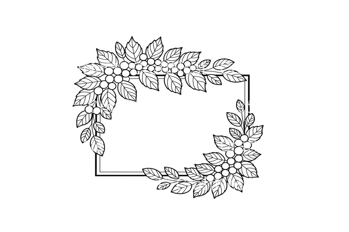 Autumn Leaves and Berries Frame Coloring Books
