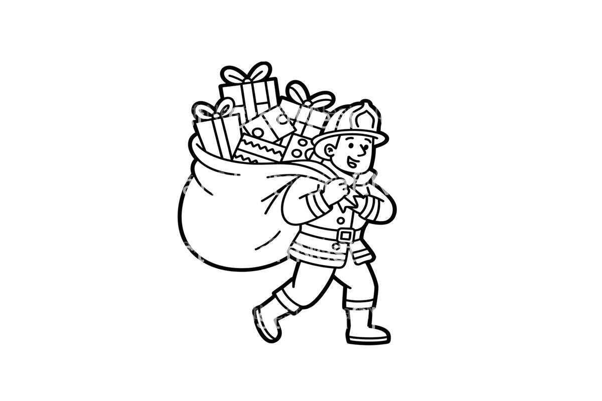 Firefighter Santa Christmas Coloring Books