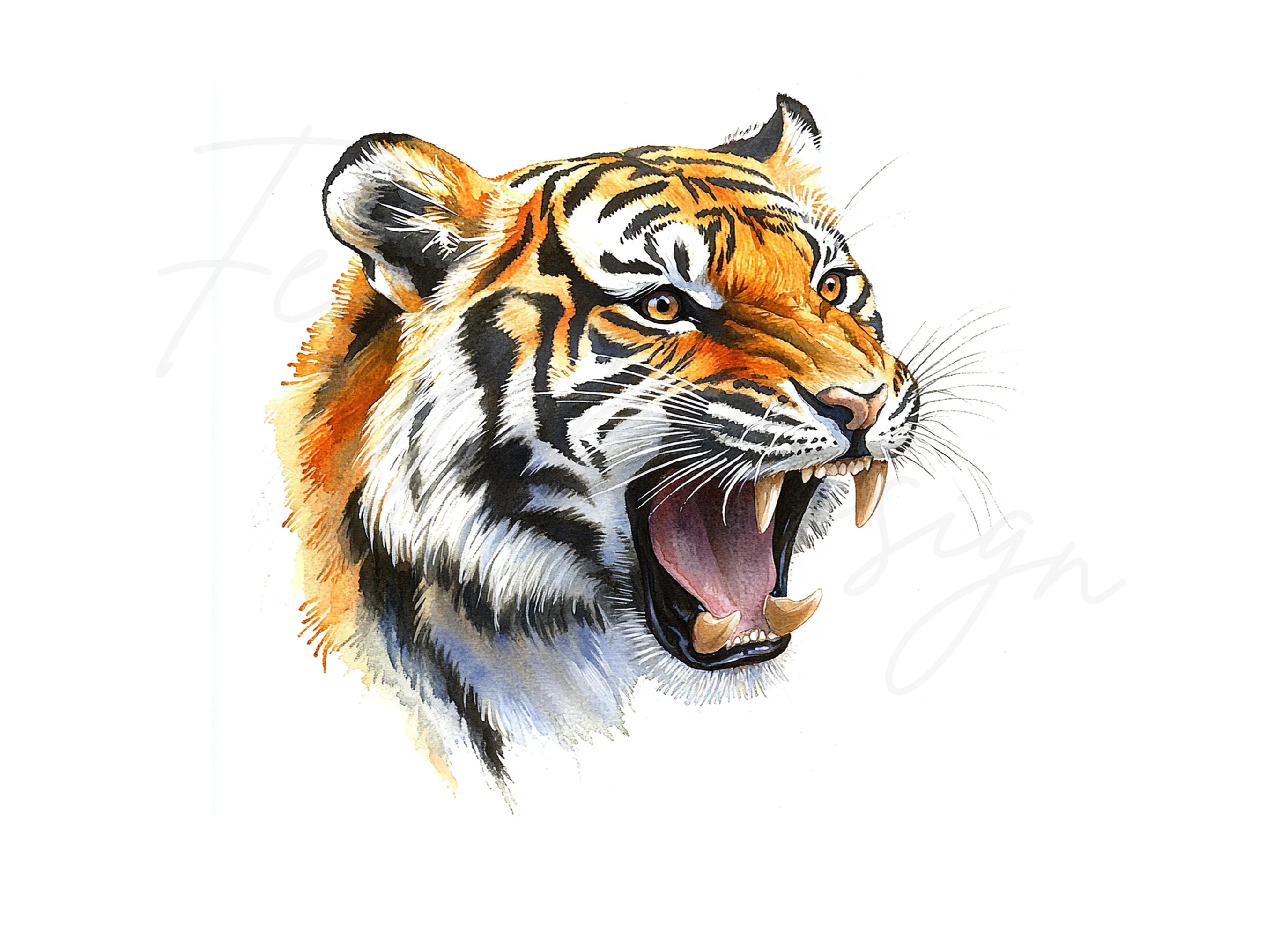 Roaring Tiger Head Clipart Bundle