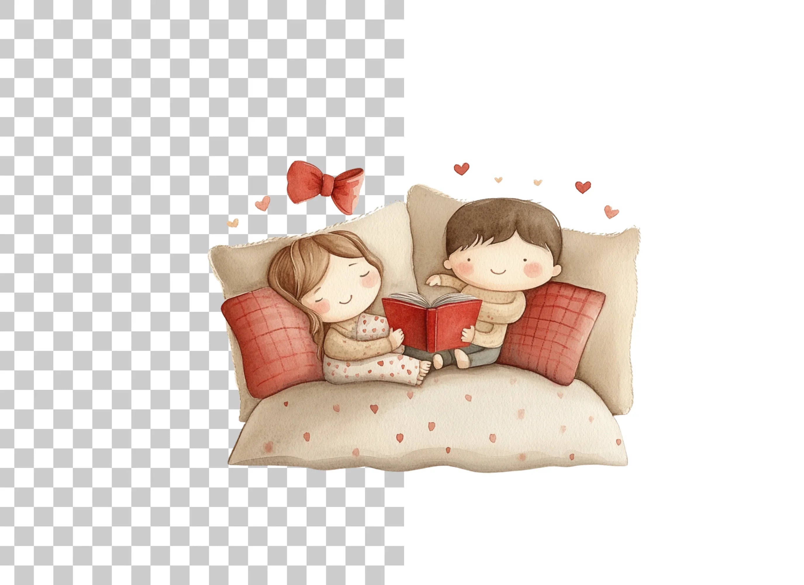 Cute Couples Reading and Cuddling Clipart Bundle