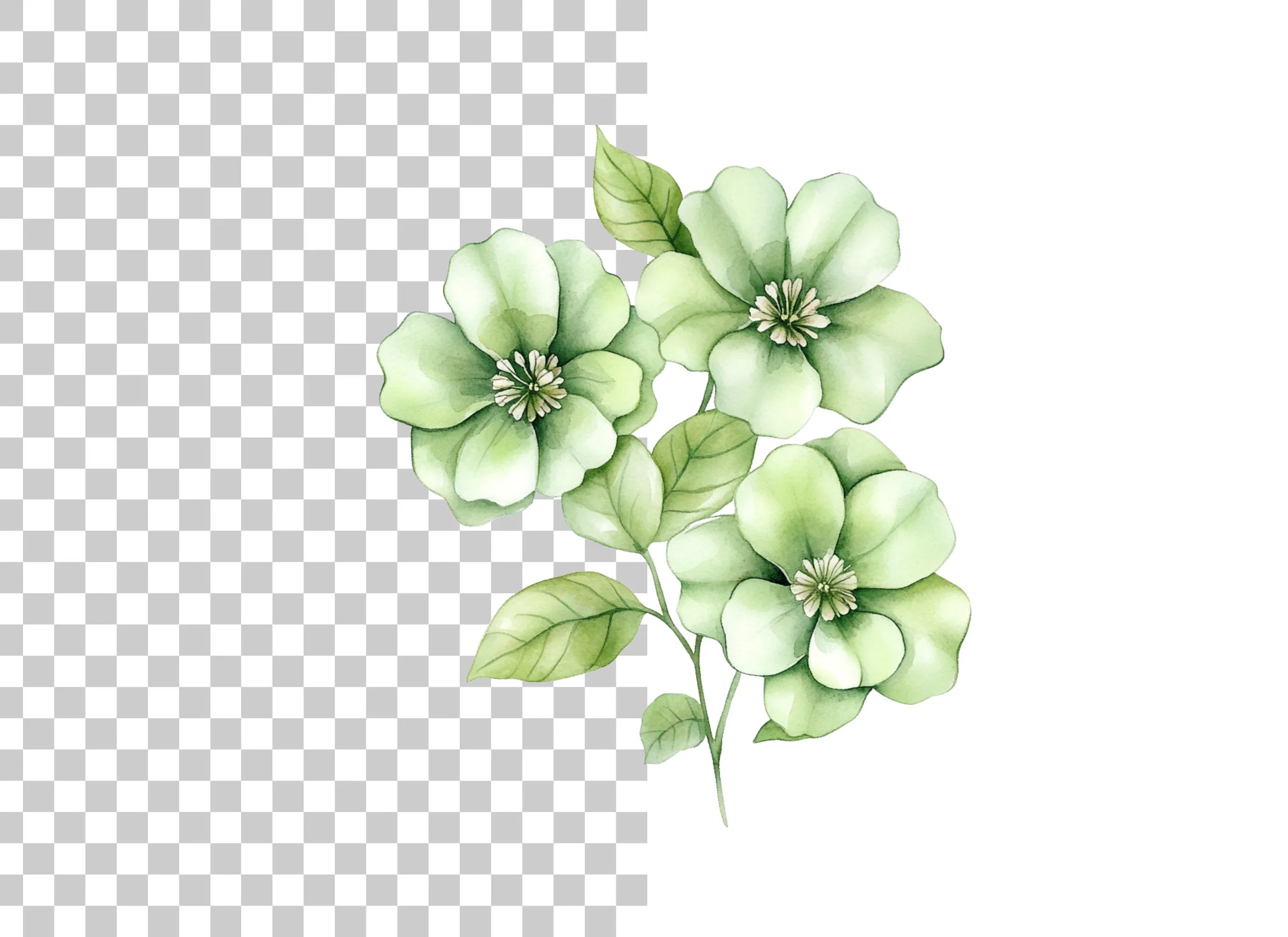 Elegant Green Floral Clipart Bundle