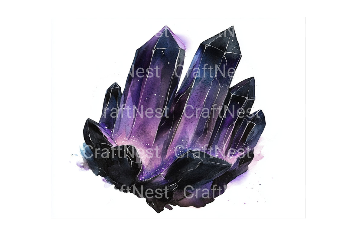 Mystical Purple Crystal Designs Clipart Bundle