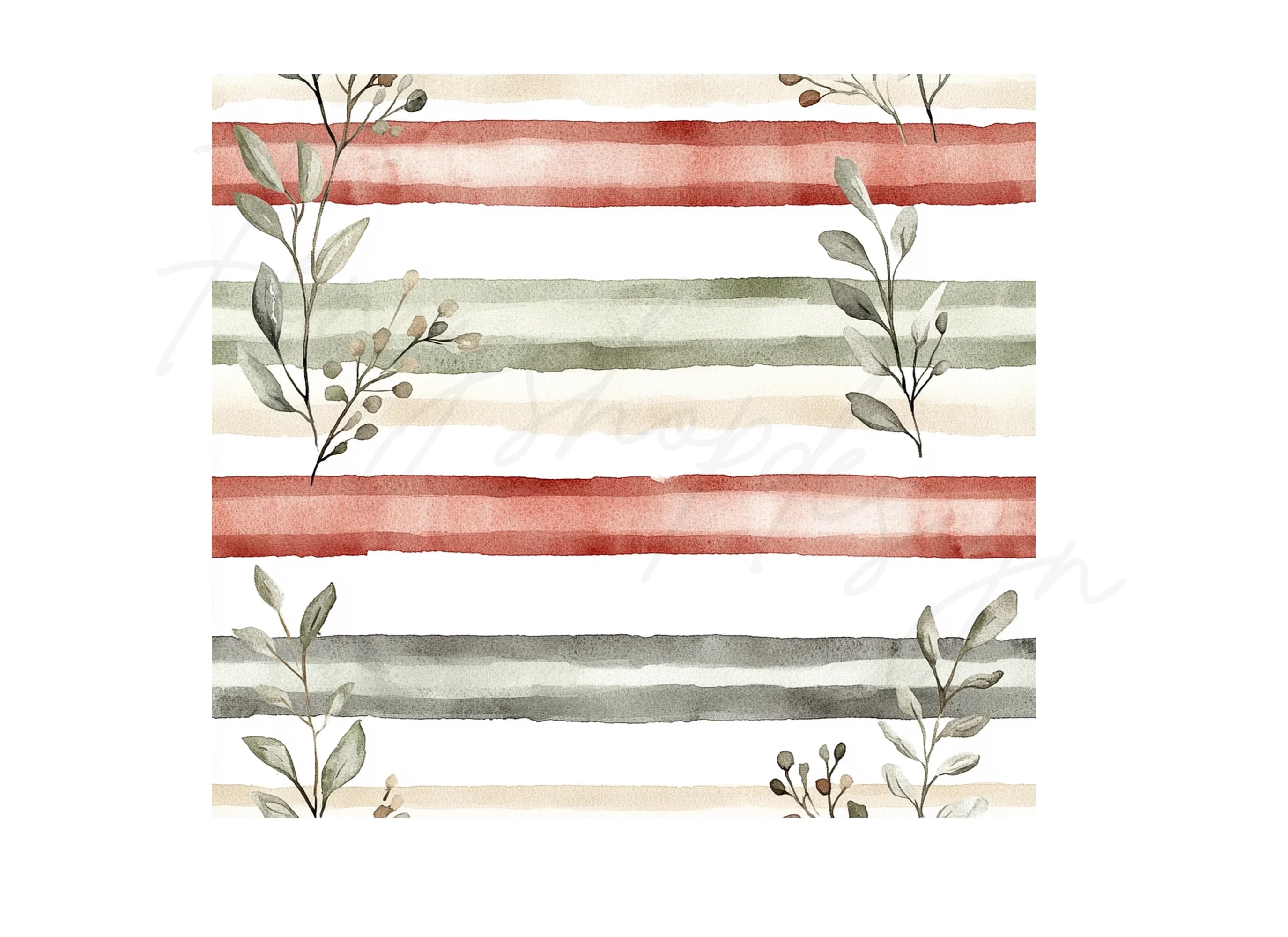 Stripes Botanical Clipart Bundle