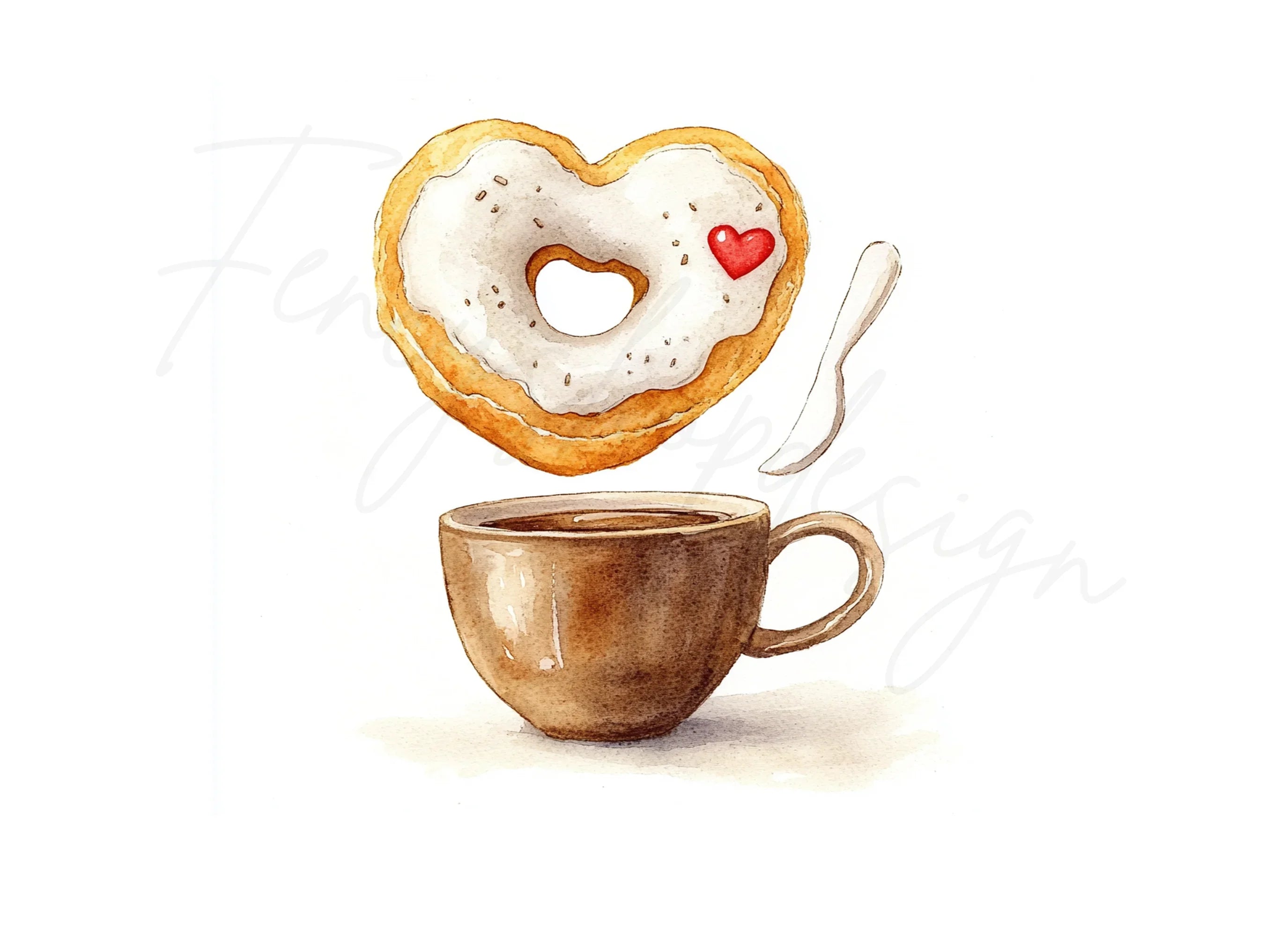 Heart Donut Coffee Cup Clipart Bundle