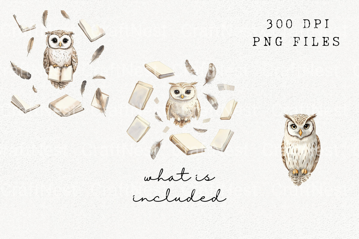 Whimsical Owl With Books Clipart Planner