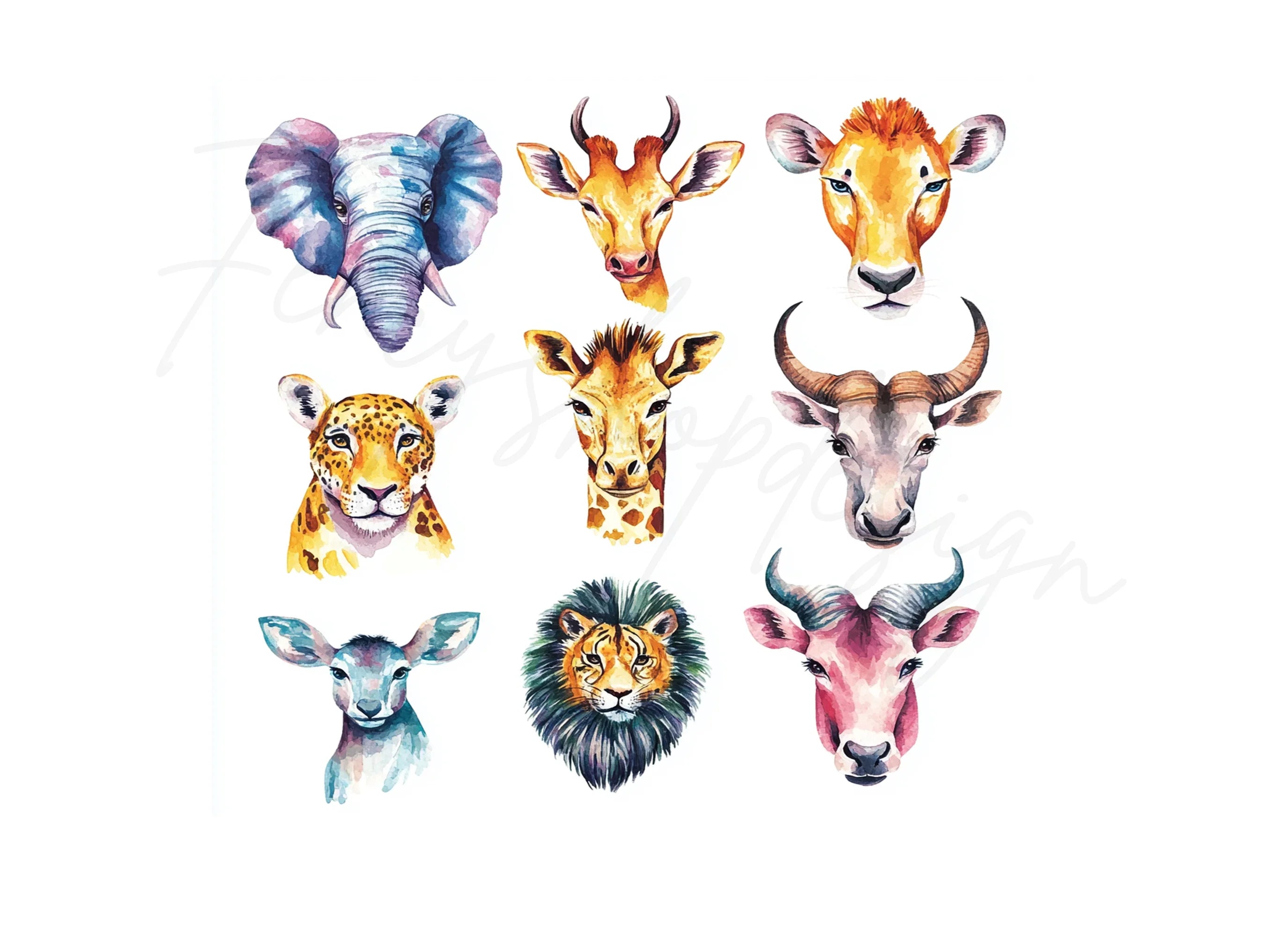 Cute Baby Safari Animals Clipart Bundle