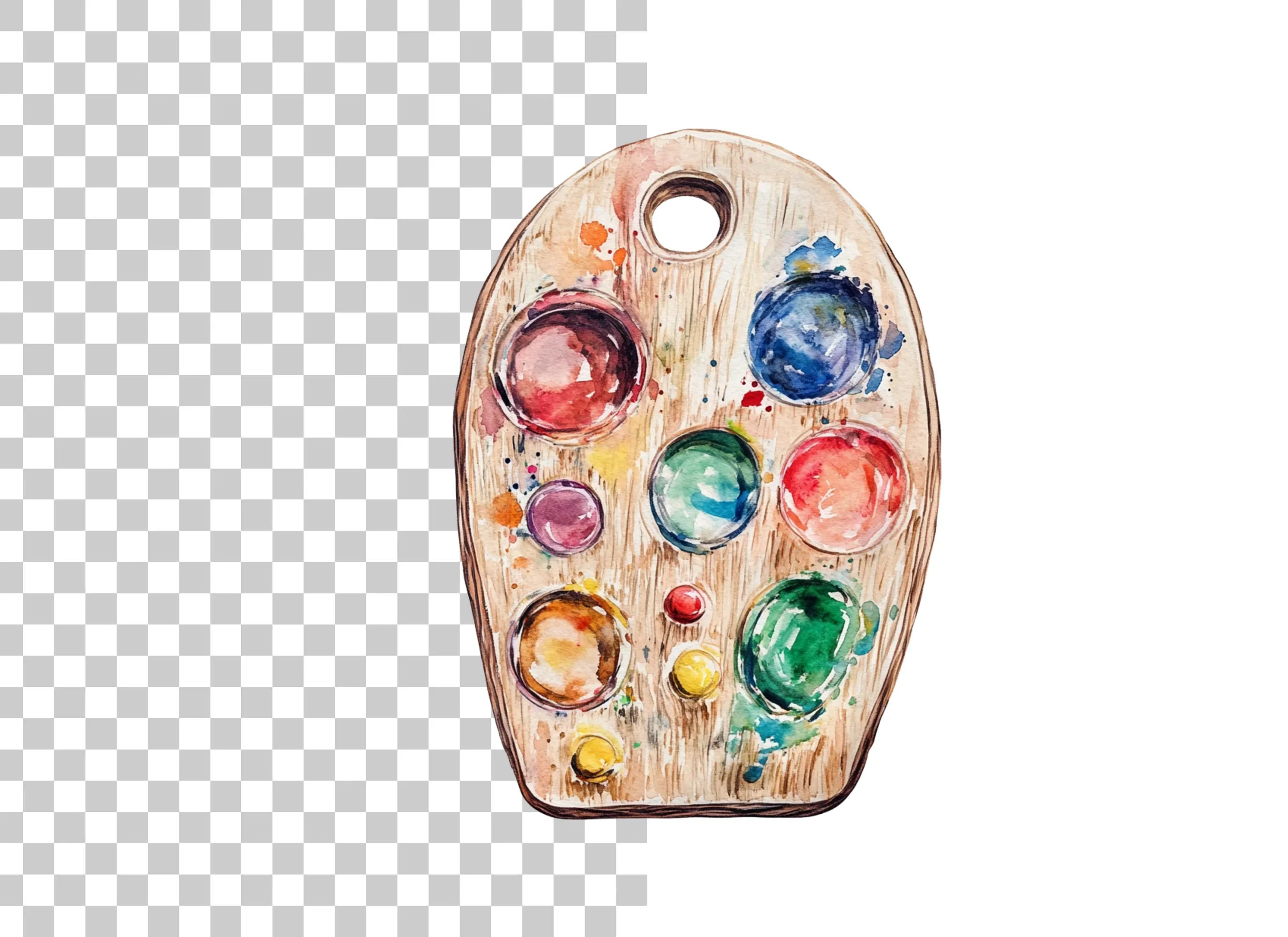 Wooden Paint Palette Clipart Bundle