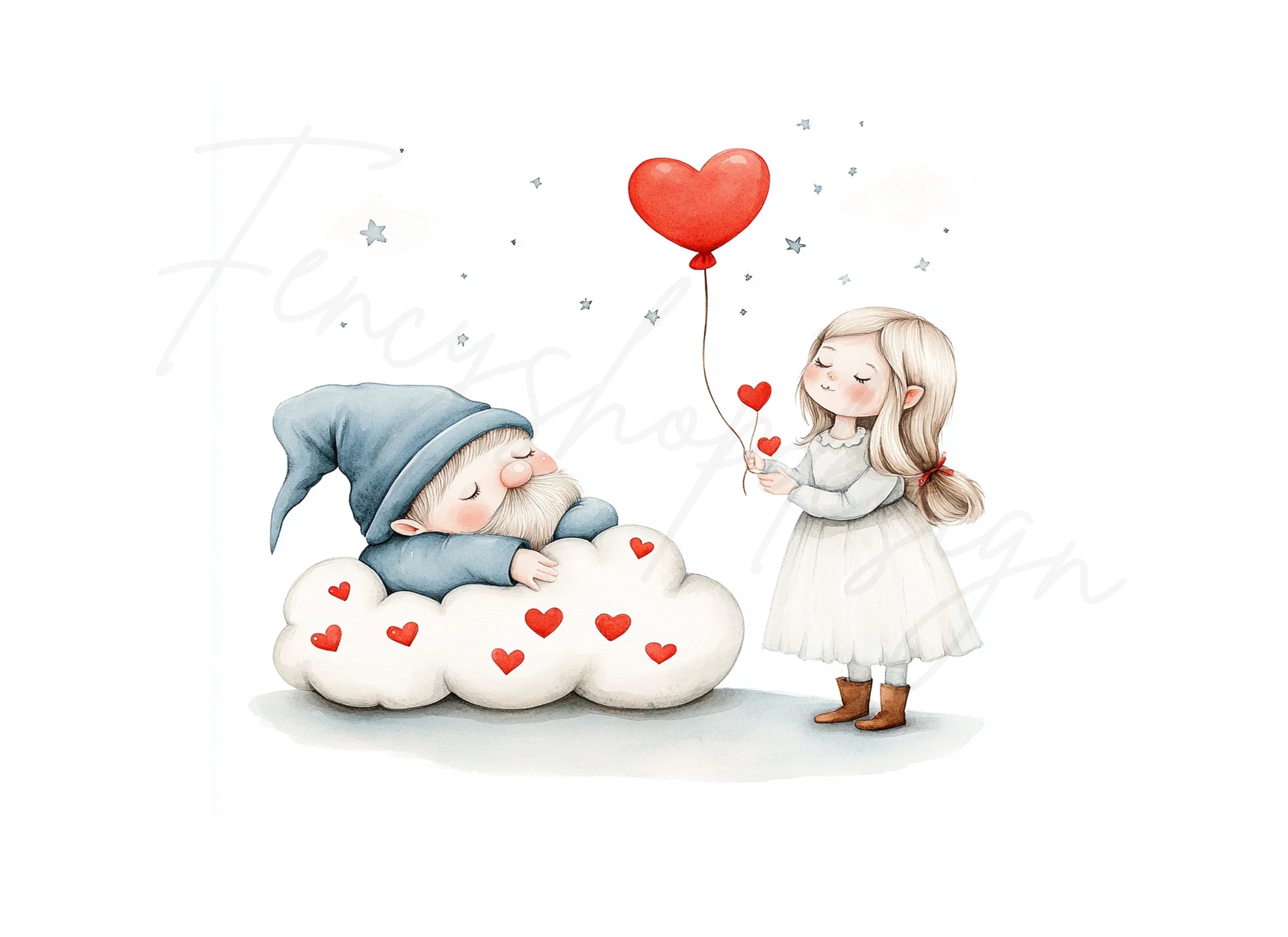 Sleeping Babies and Hearts Clipart Bundle