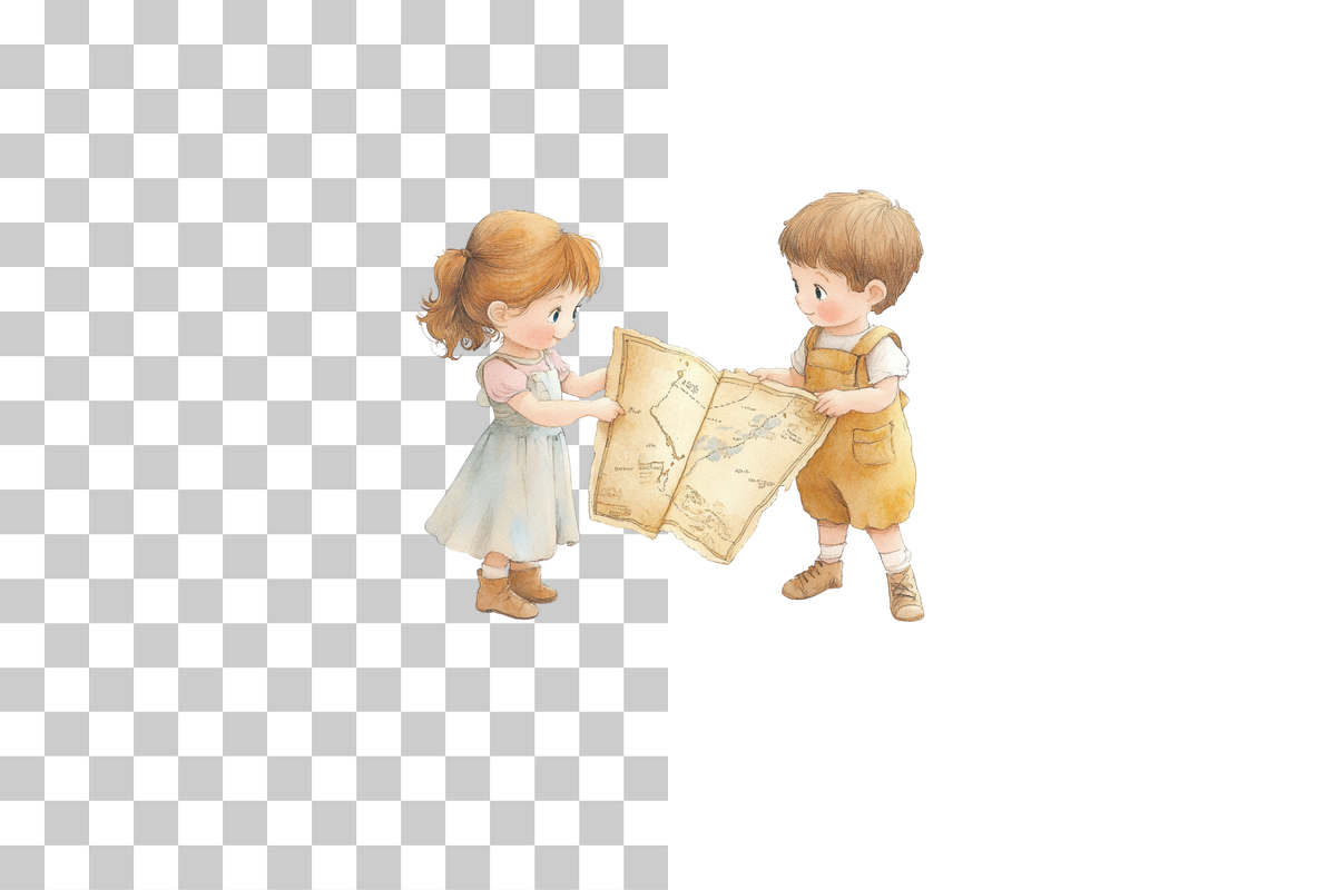 Adventure Kids with Map Clipart Bundle