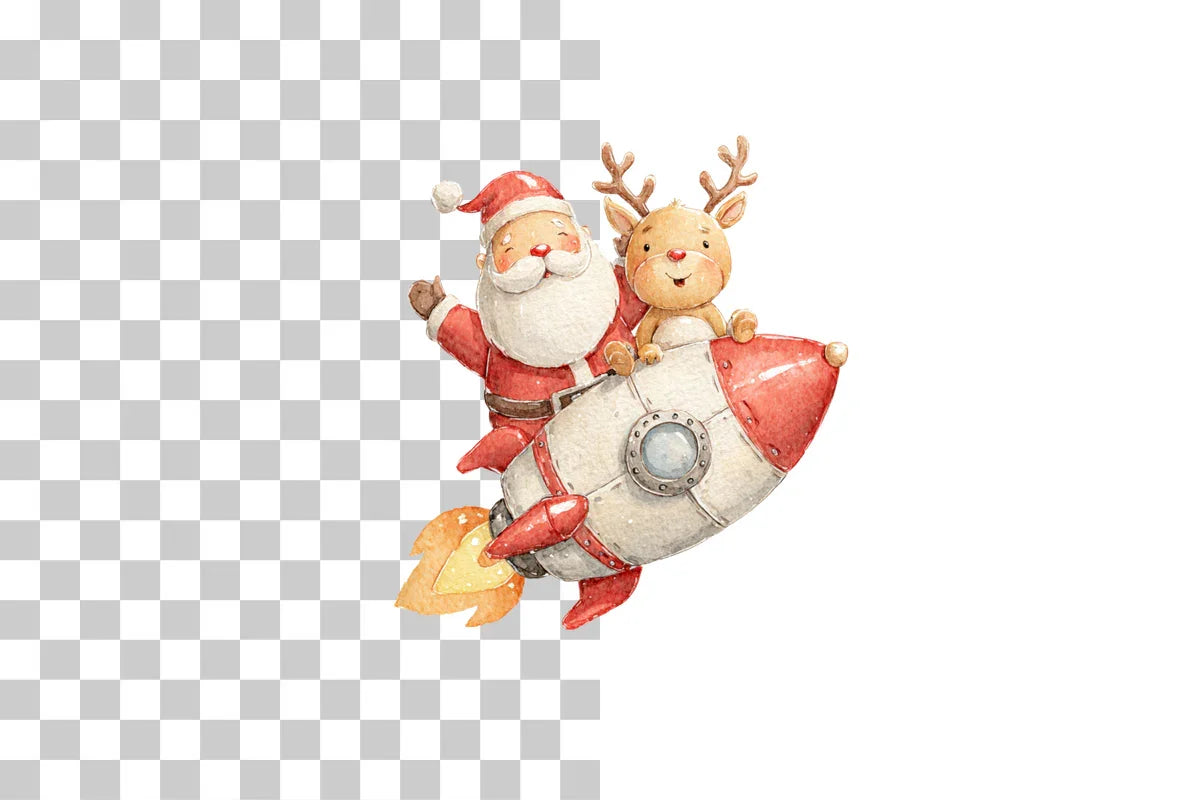 Santa and Reindeer in Space Clipart Bundle - CraftNest - Digital Crafting and Art