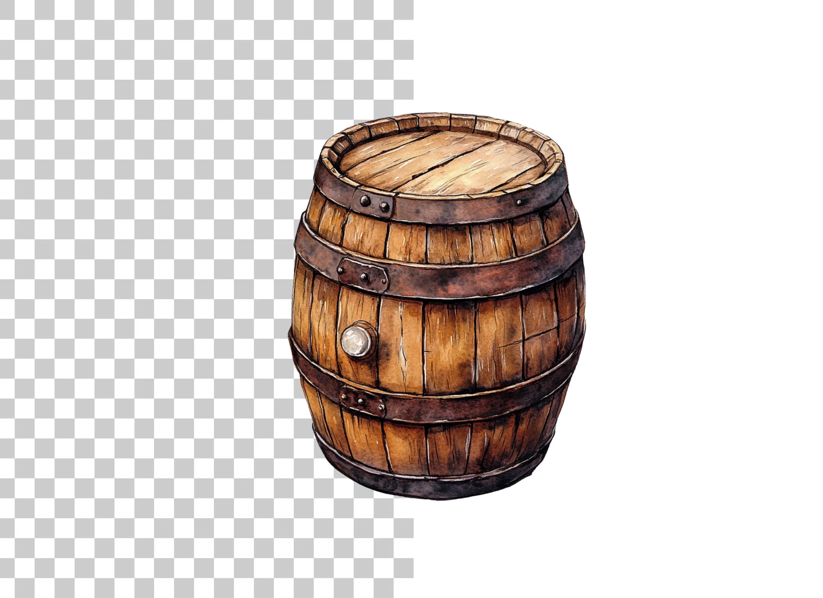 Rustic Wooden Barrel Clipart Bundle