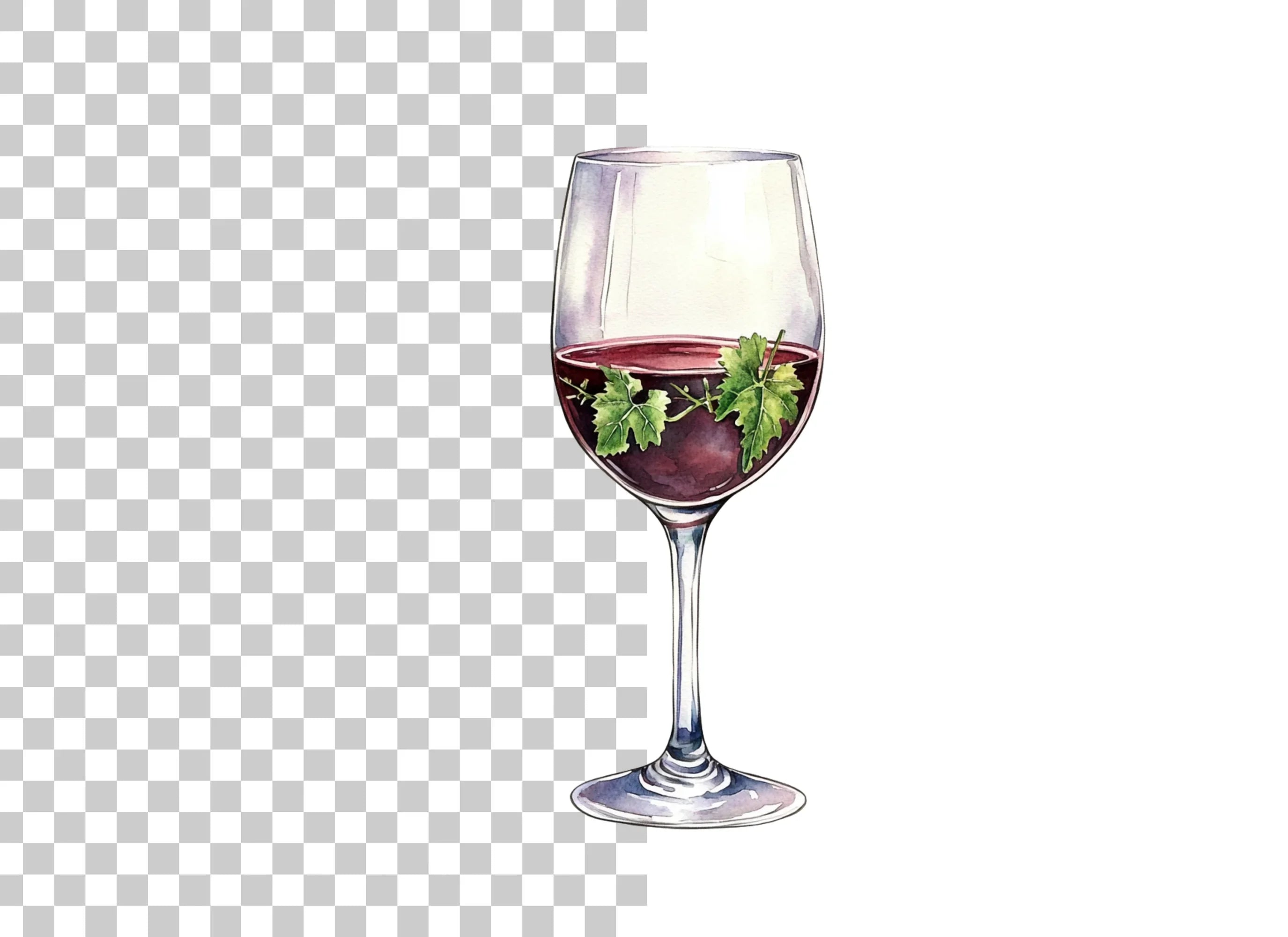 Red Wine Glasses Clipart Bundle