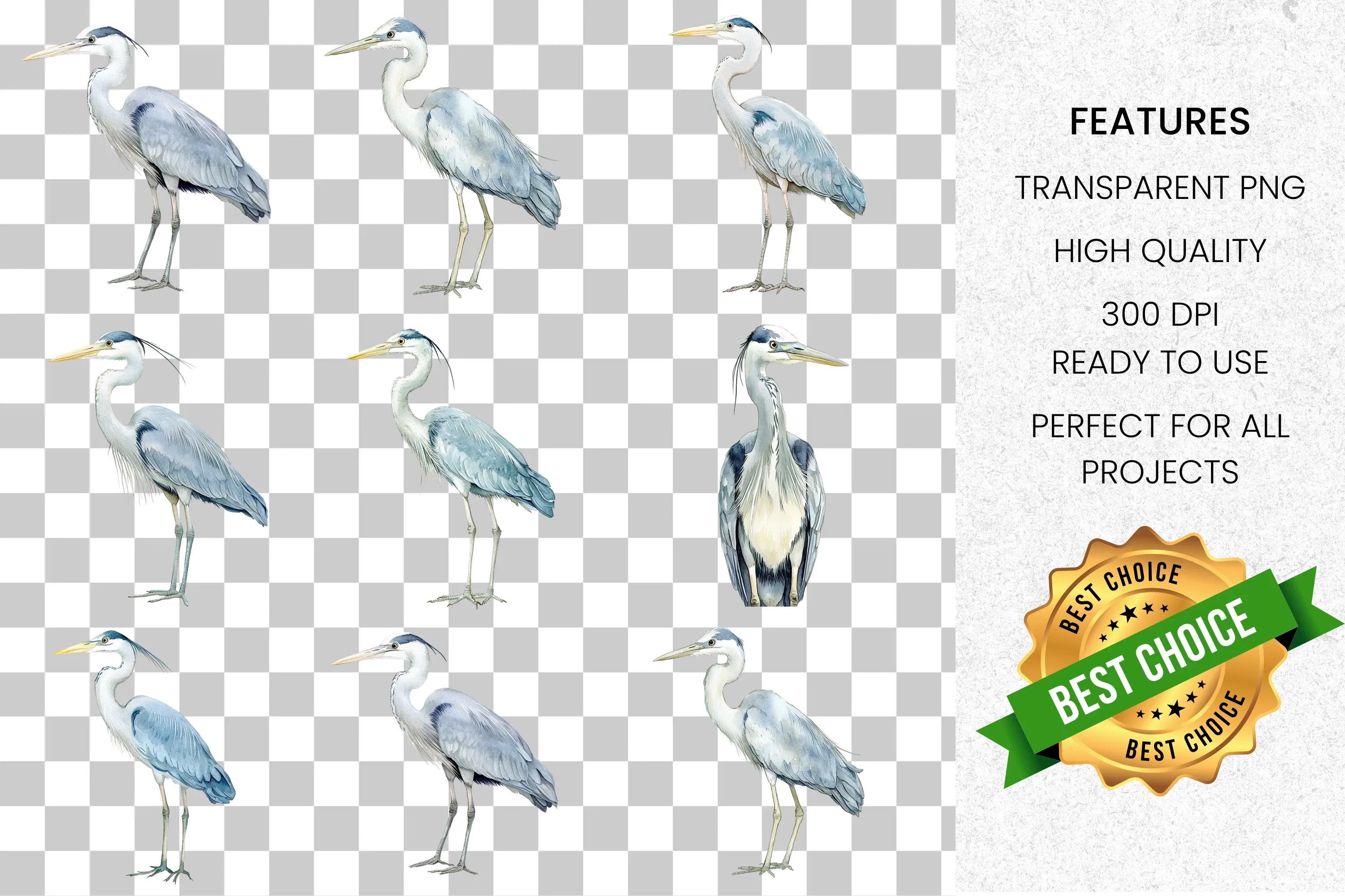 Heron Bird Clipart Bundle