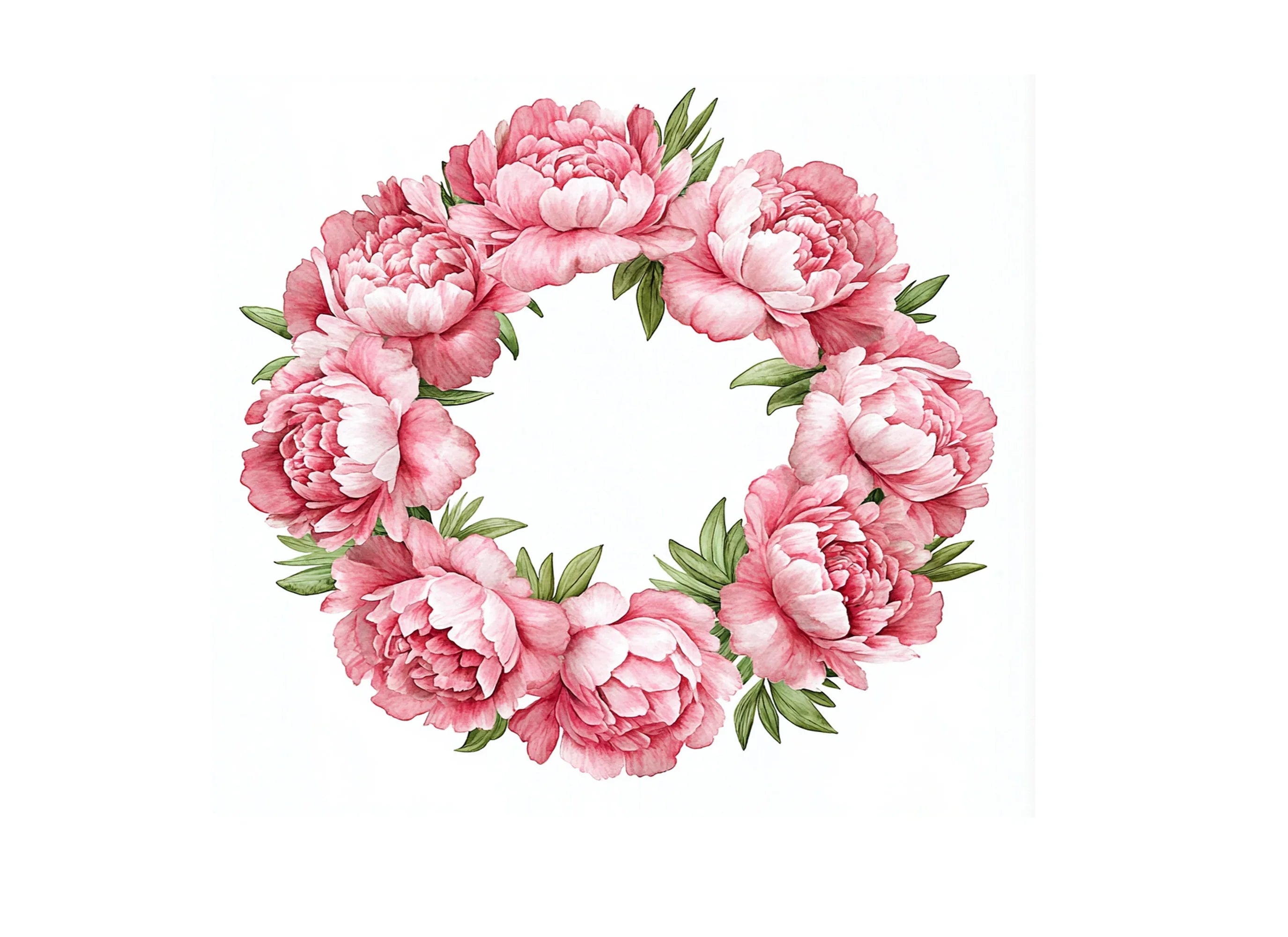 Vibrant Peony Wreath Clipart Bundle