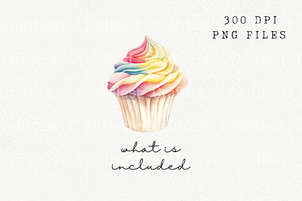 Rainbow Cupcake Clipart Bundle