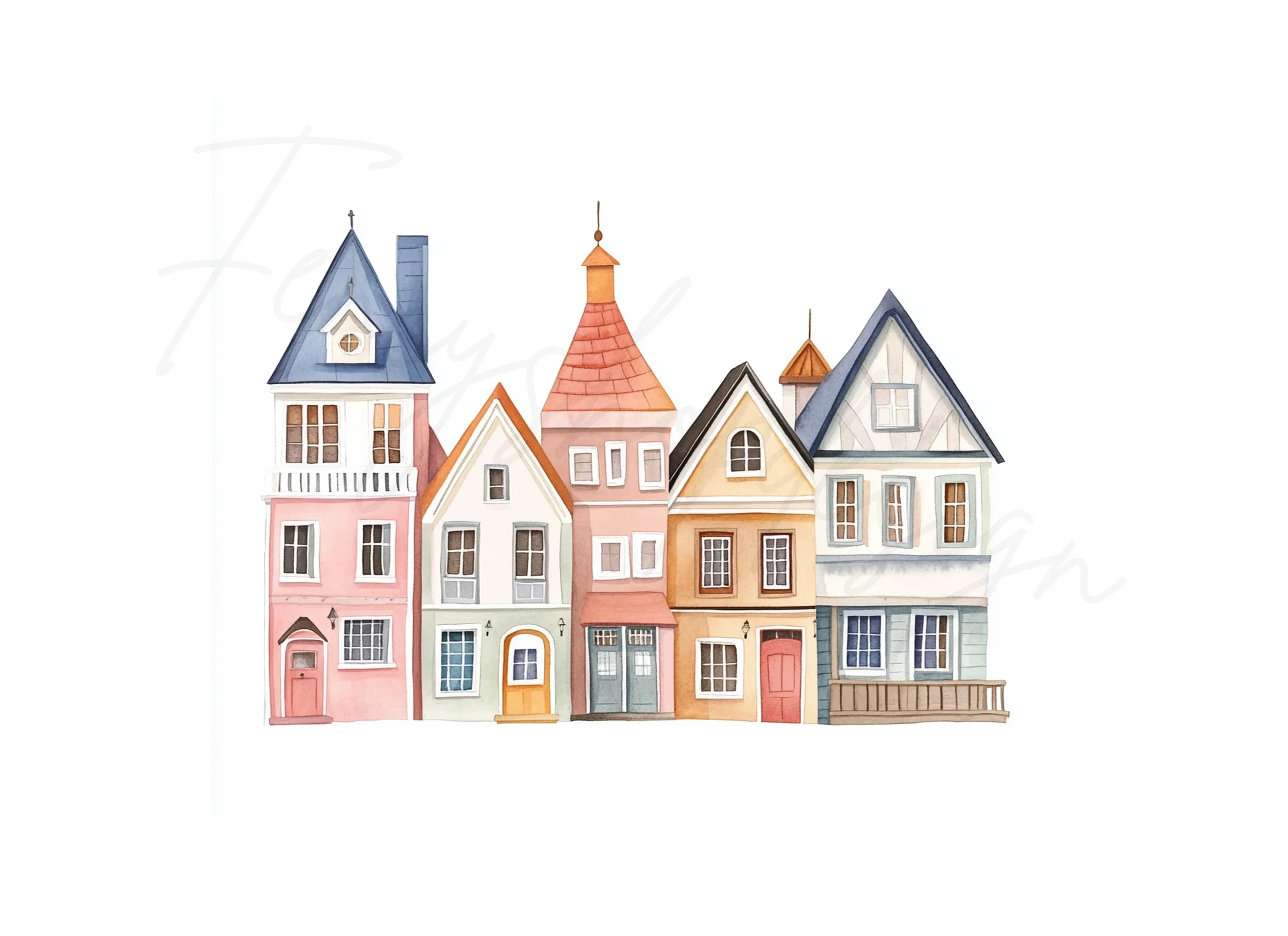European Townhouse Clipart Bundle