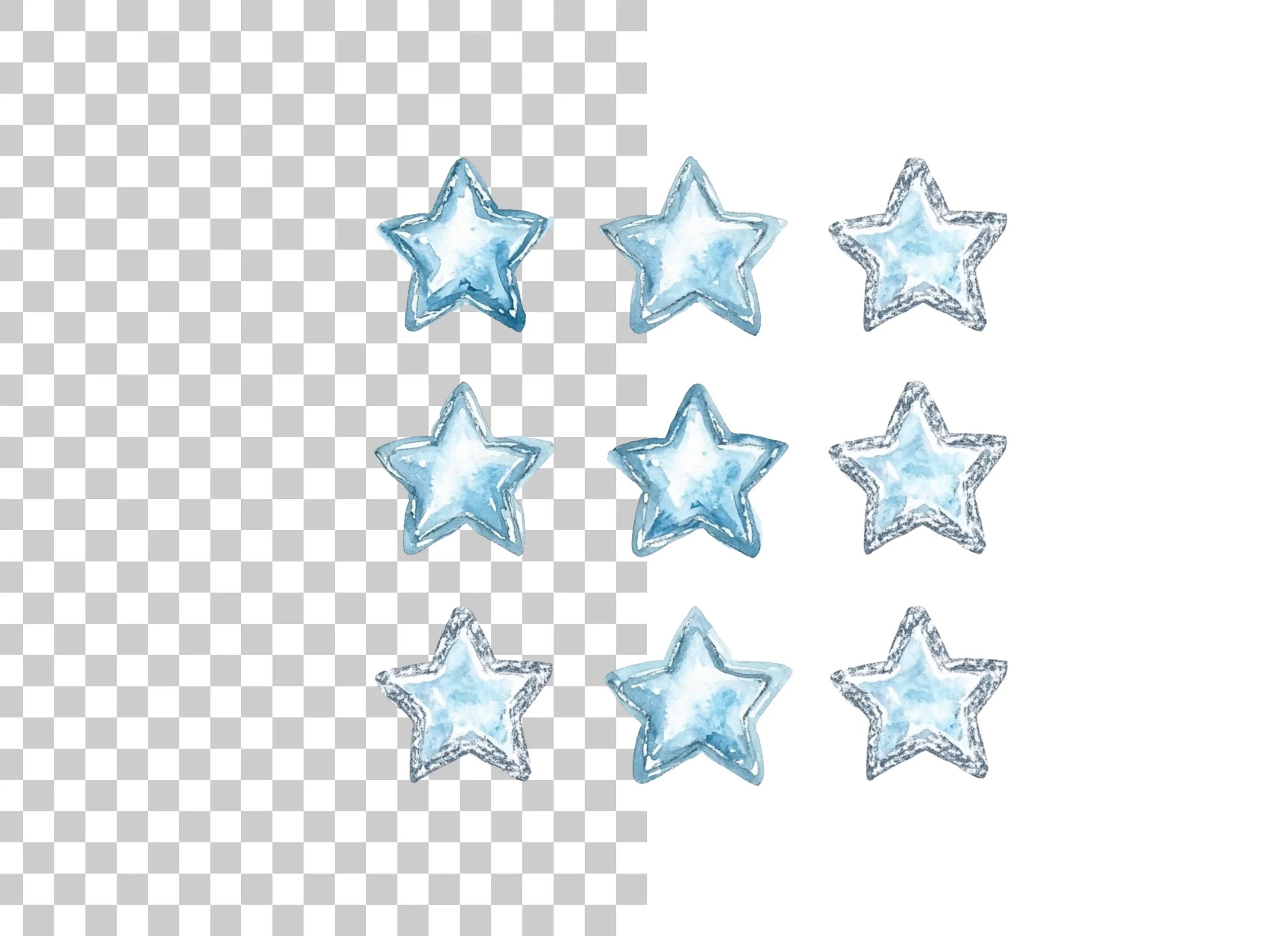 Sparkling Blue Star Gemstone Clipart Bundle