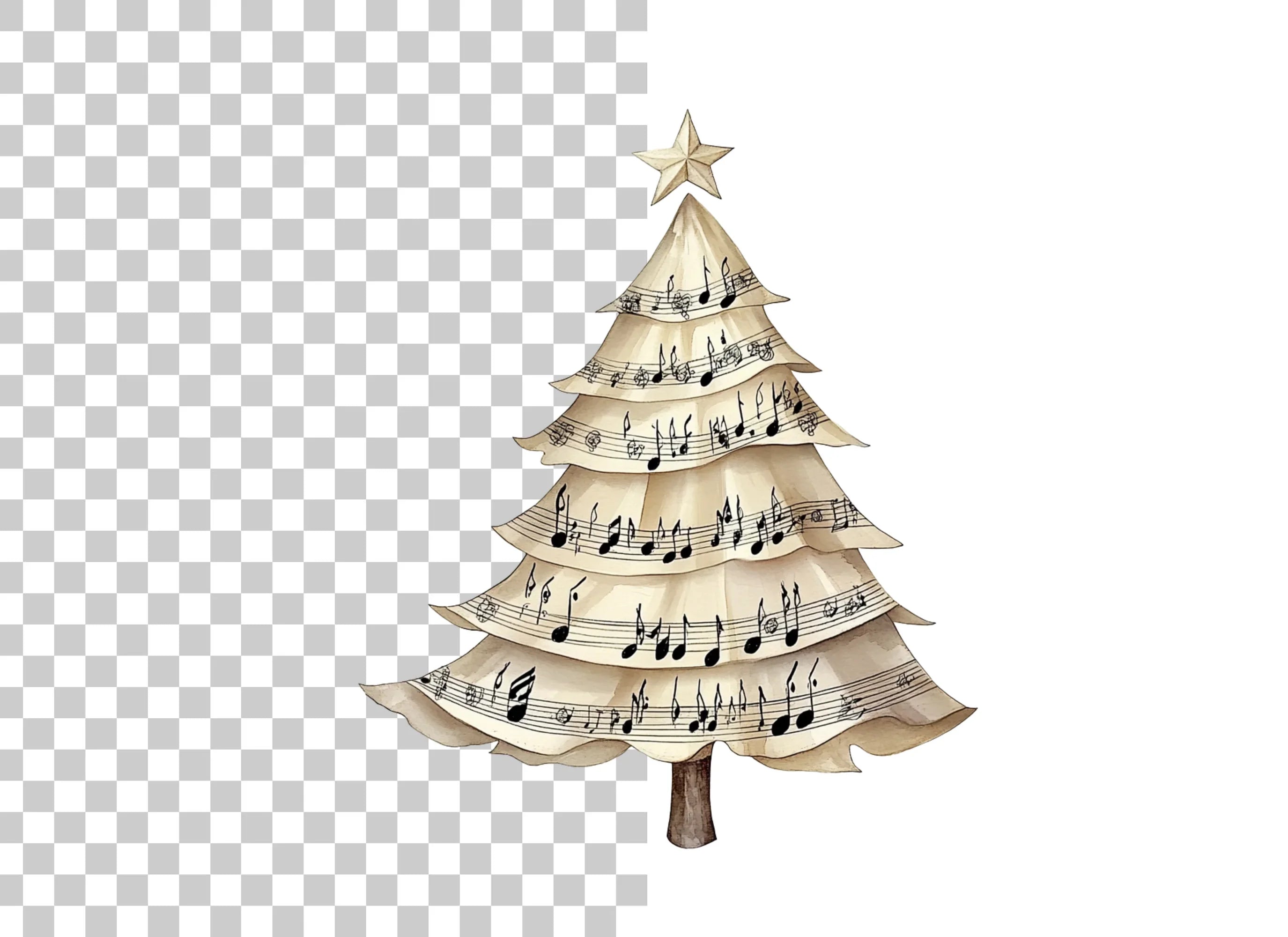 Musical Christmas Tree Clipart Bundle
