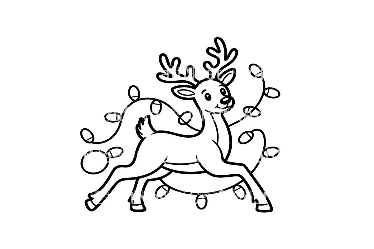 Flying Reindeer Christmas Lights Coloring Books
