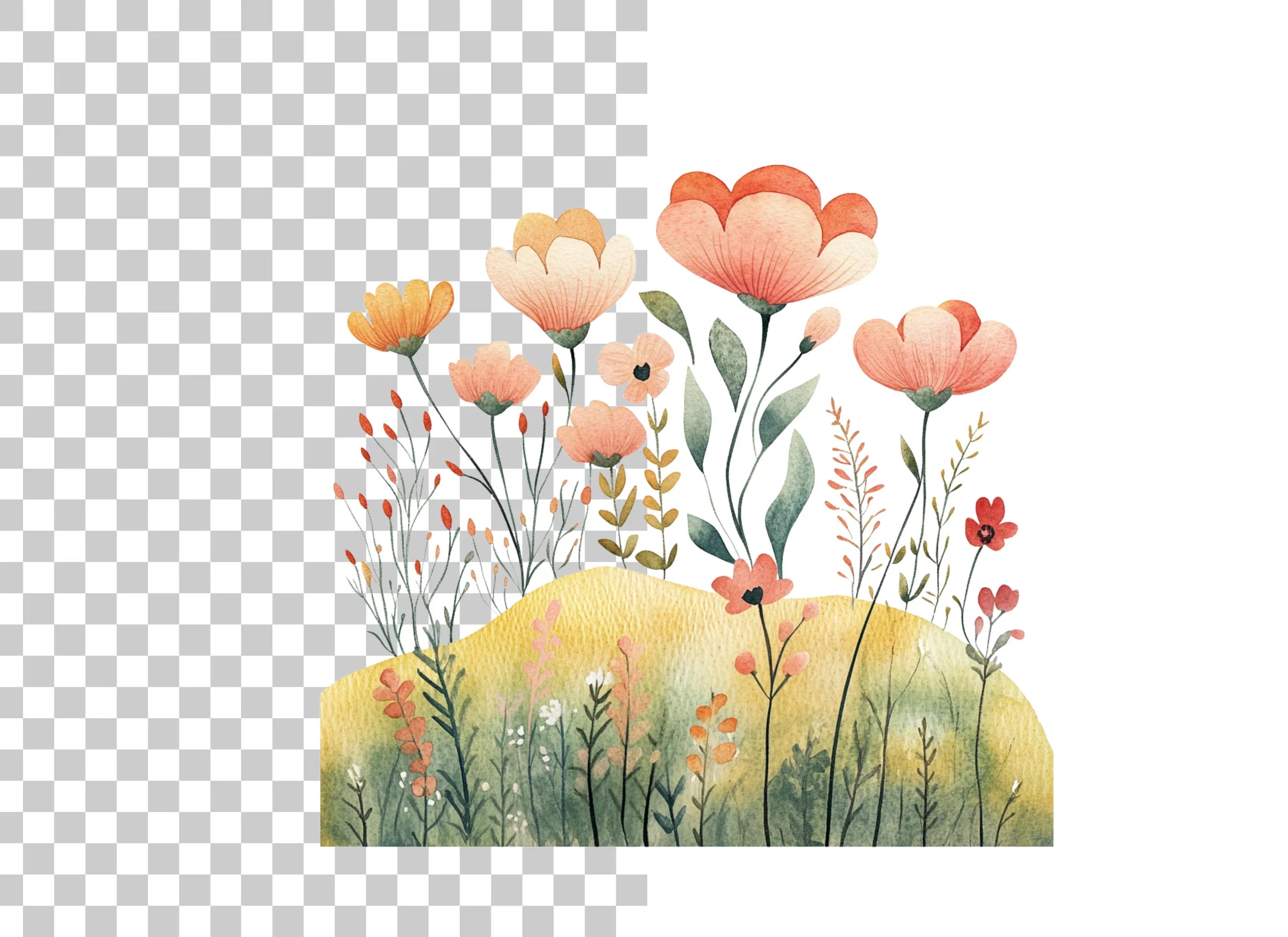 Spring Meadow Floral Clipart Bundle
