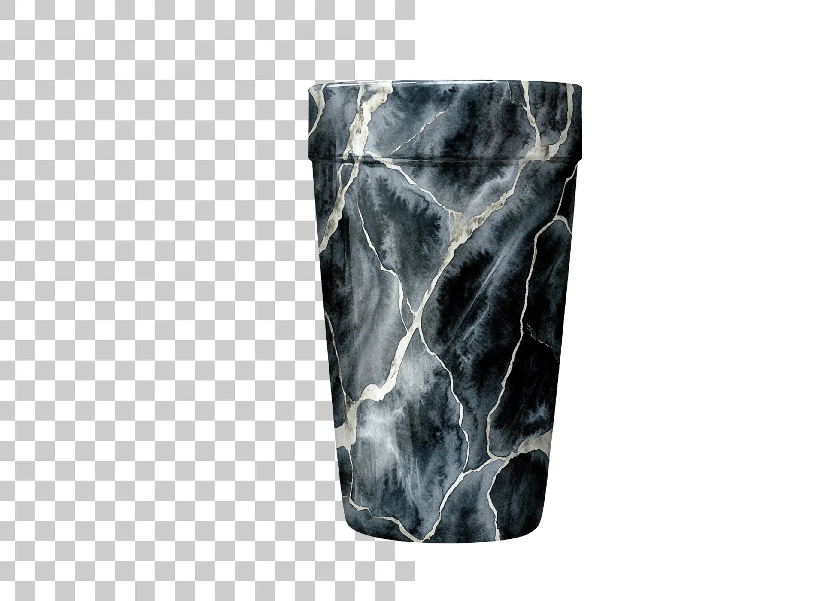 Black Kintsugi Marble Tumbler Clipart Bundle