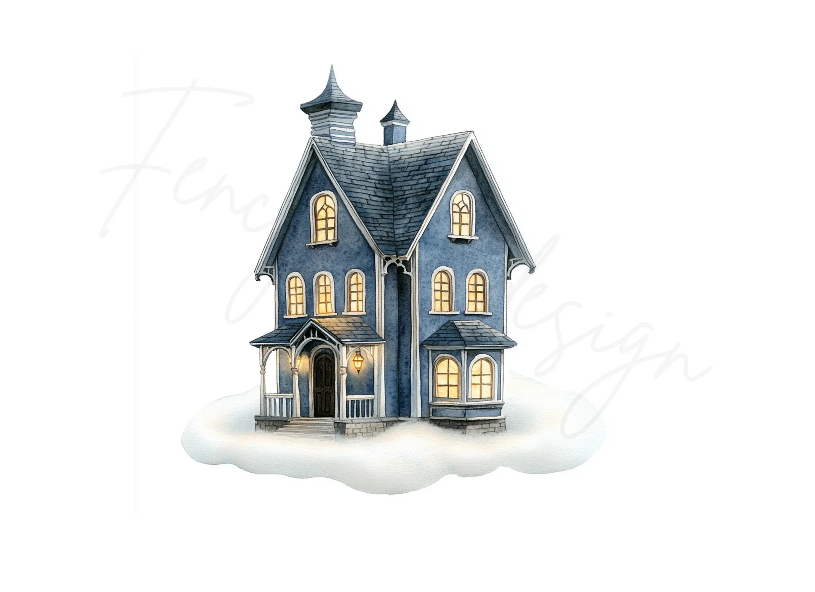 Whimsical Winter House Clipart Bundle